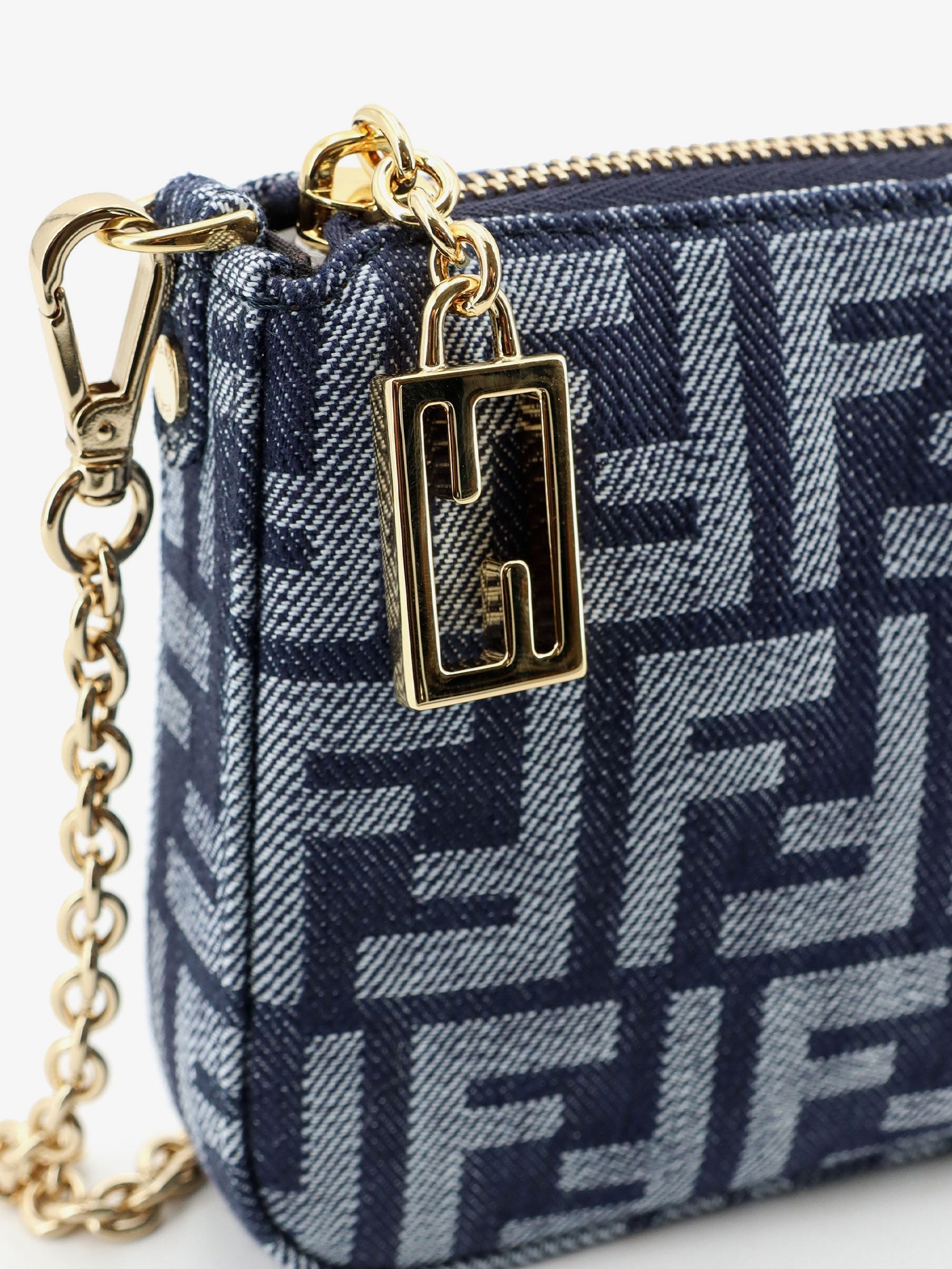 Fendi Baguette Ff Jacquard Fabric Clutch Bag