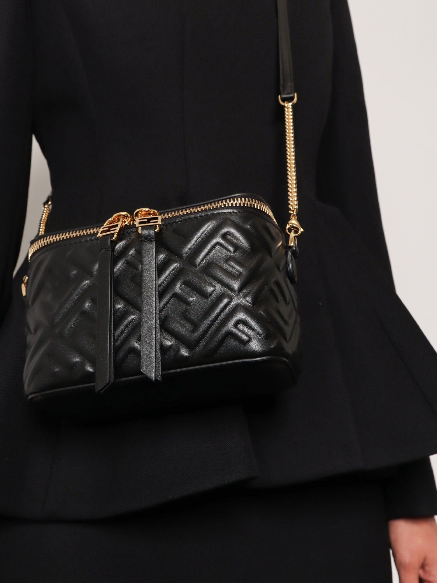 Fendi Vanity Leather Shoulder Bag With Ff Motif