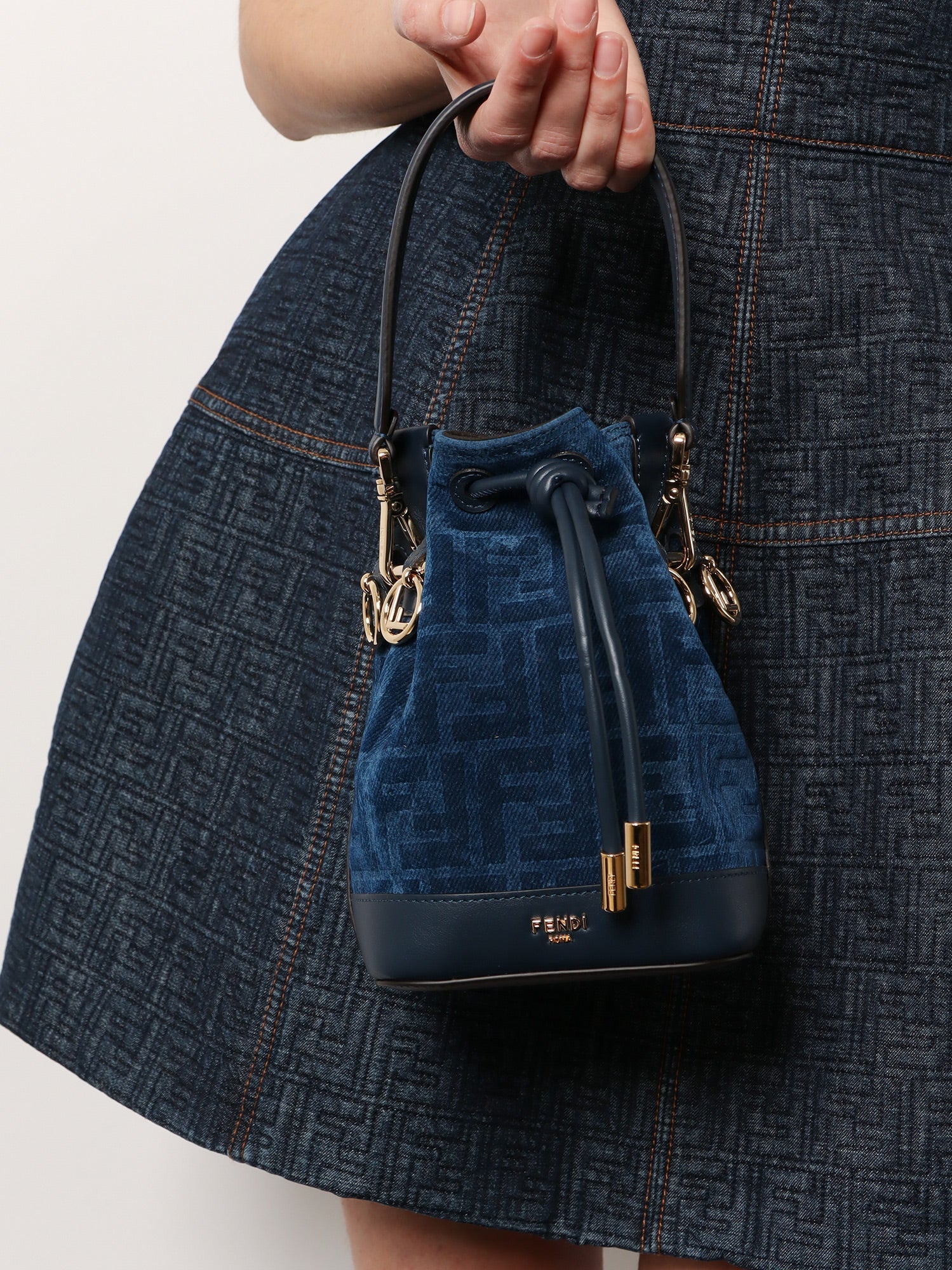 Fendi Mon Tresor Ff Flocked Denim Crossbody Bag