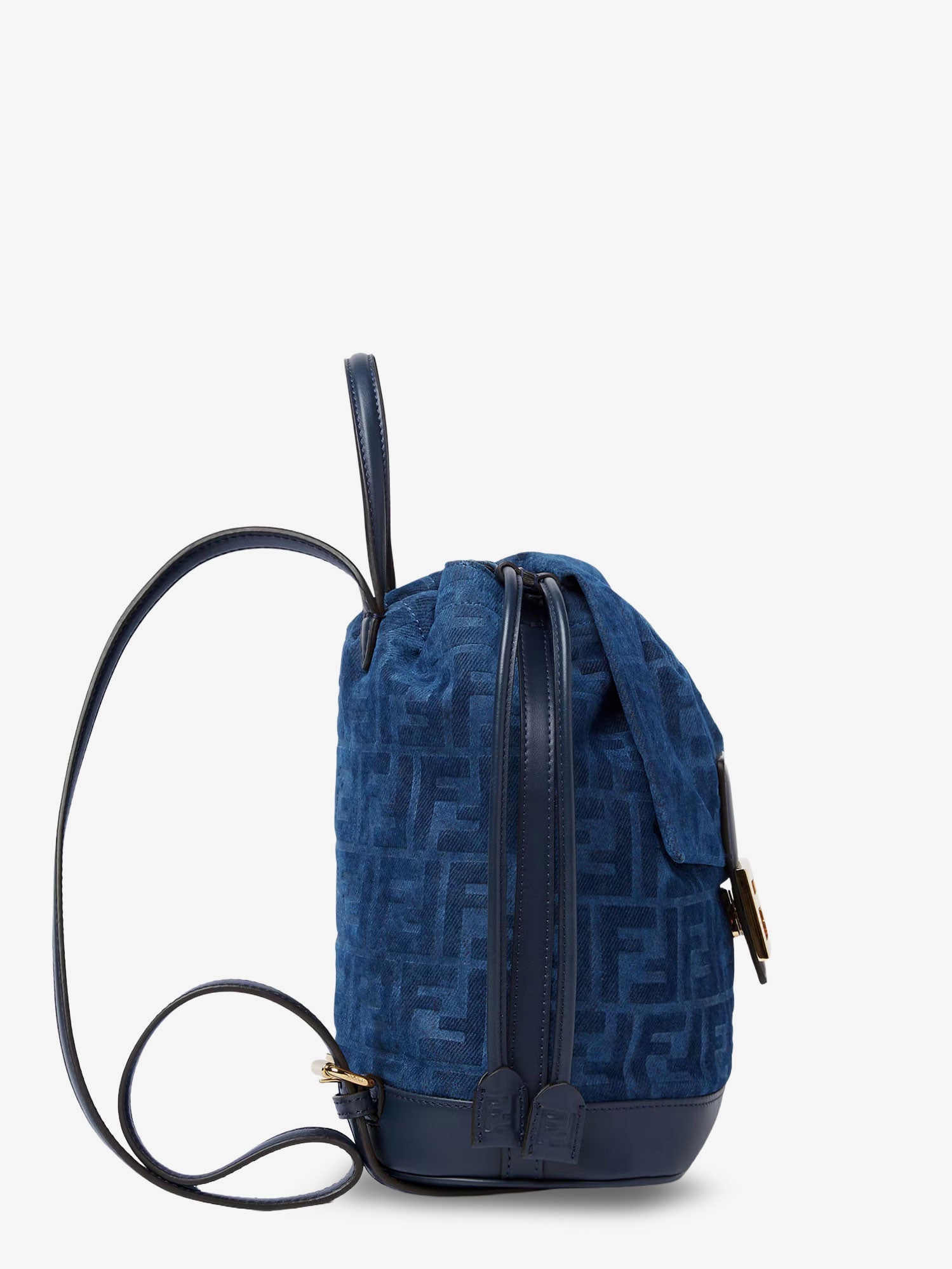 Fendi Denim Backpack With Flocked Ff Detail