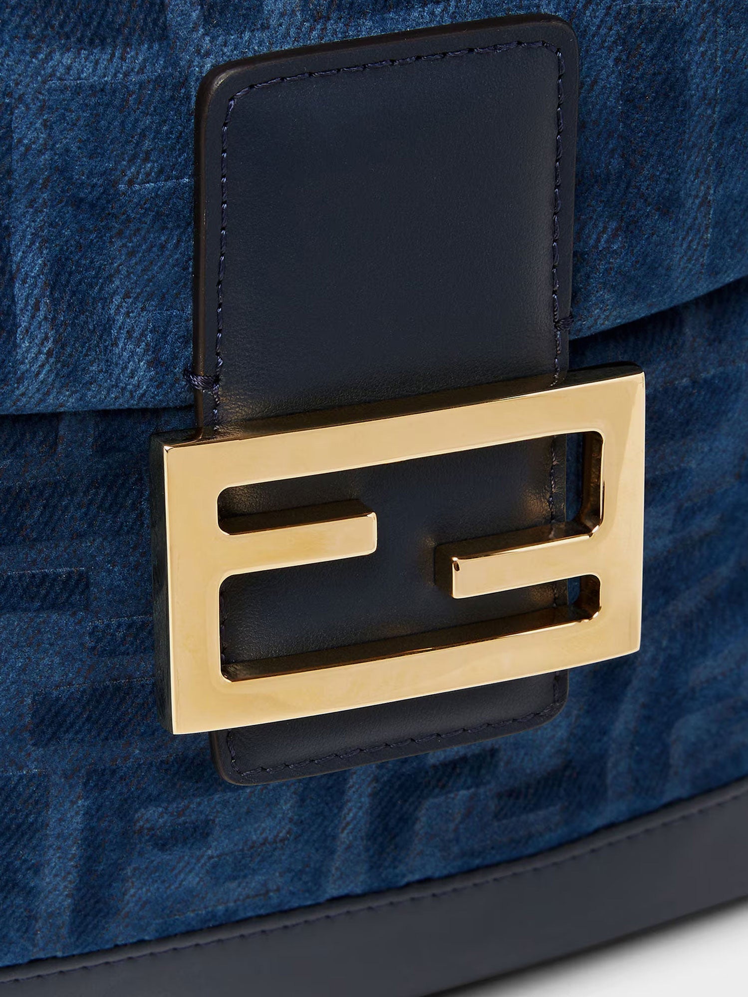 Fendi Denim Backpack With Flocked Ff Detail
