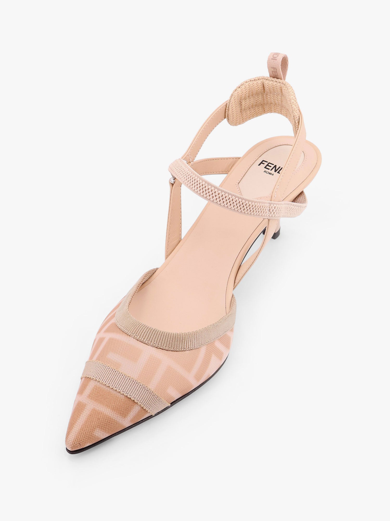 Fendi Colibrì Leather And Mesh Slingback With Ff Motif