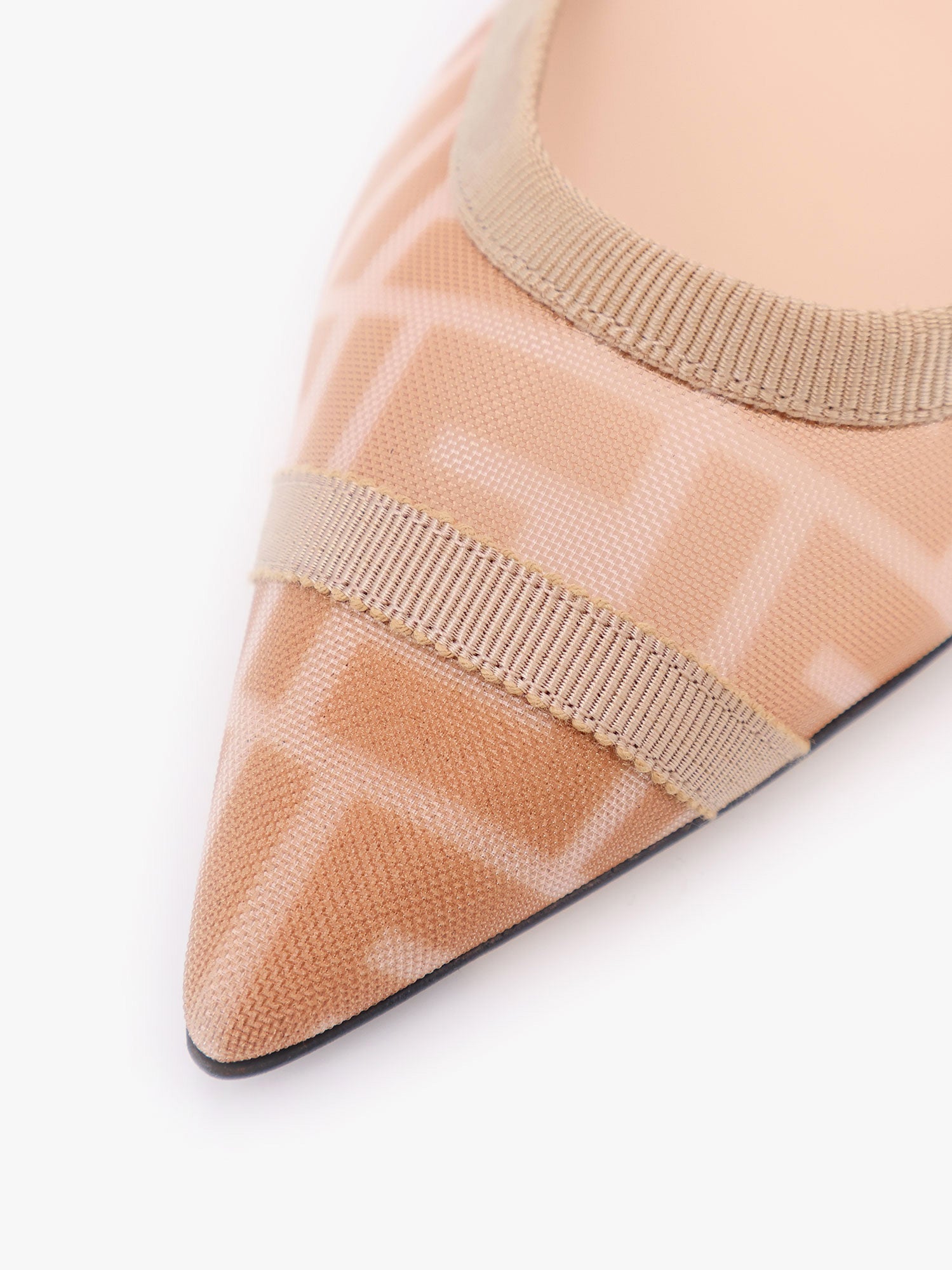 Fendi Colibrì Leather And Mesh Slingback With Ff Motif