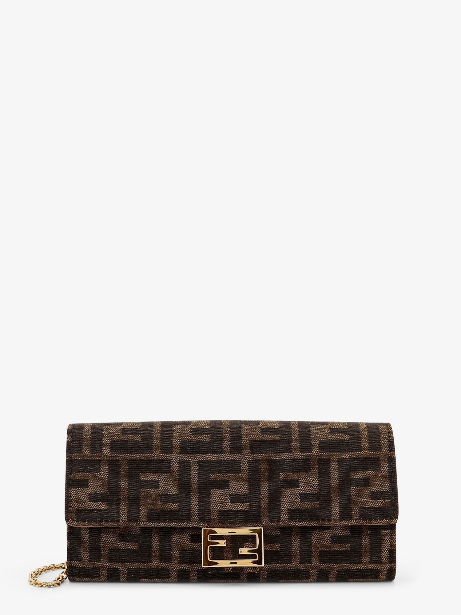 Fendi Continental With Chain Baguette Ff Jacquard Fabric Crossbody Bag