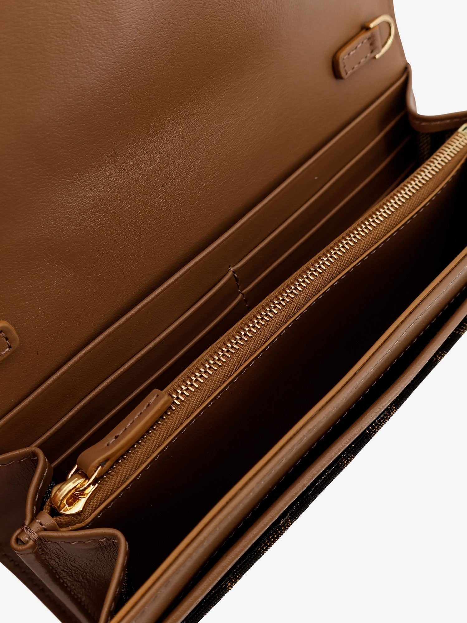 Fendi Continental With Chain Baguette Ff Jacquard Fabric Crossbody Bag