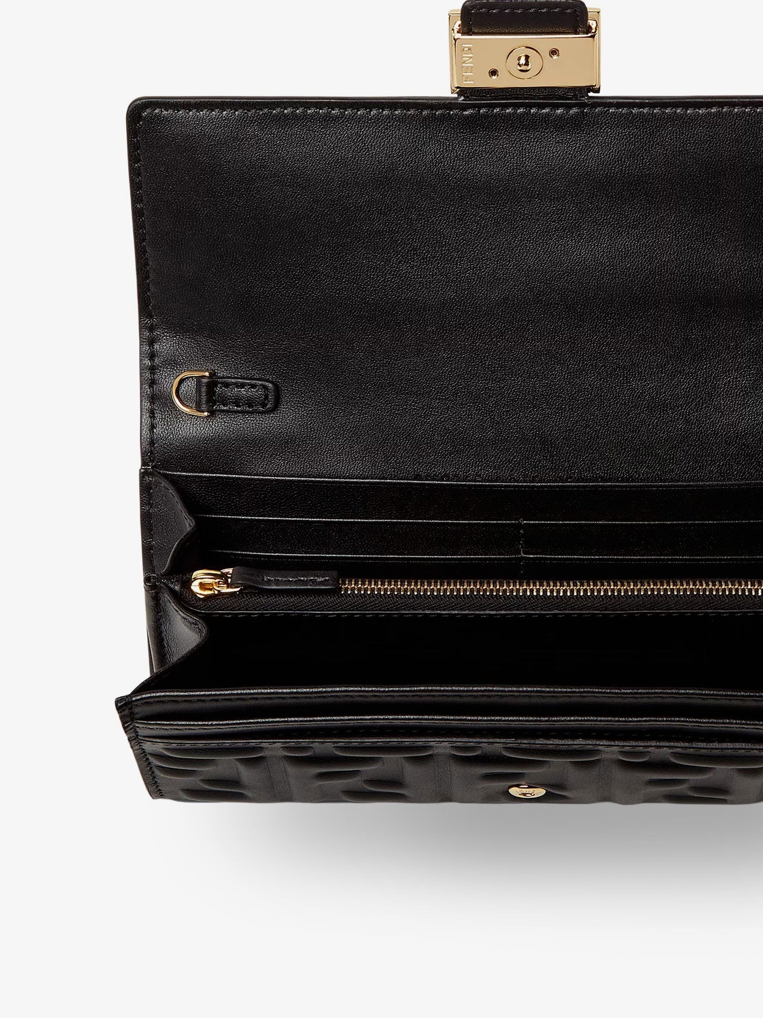 Fendi Leather Continental With Chain Baguette Ff Motif Crossbody Bag