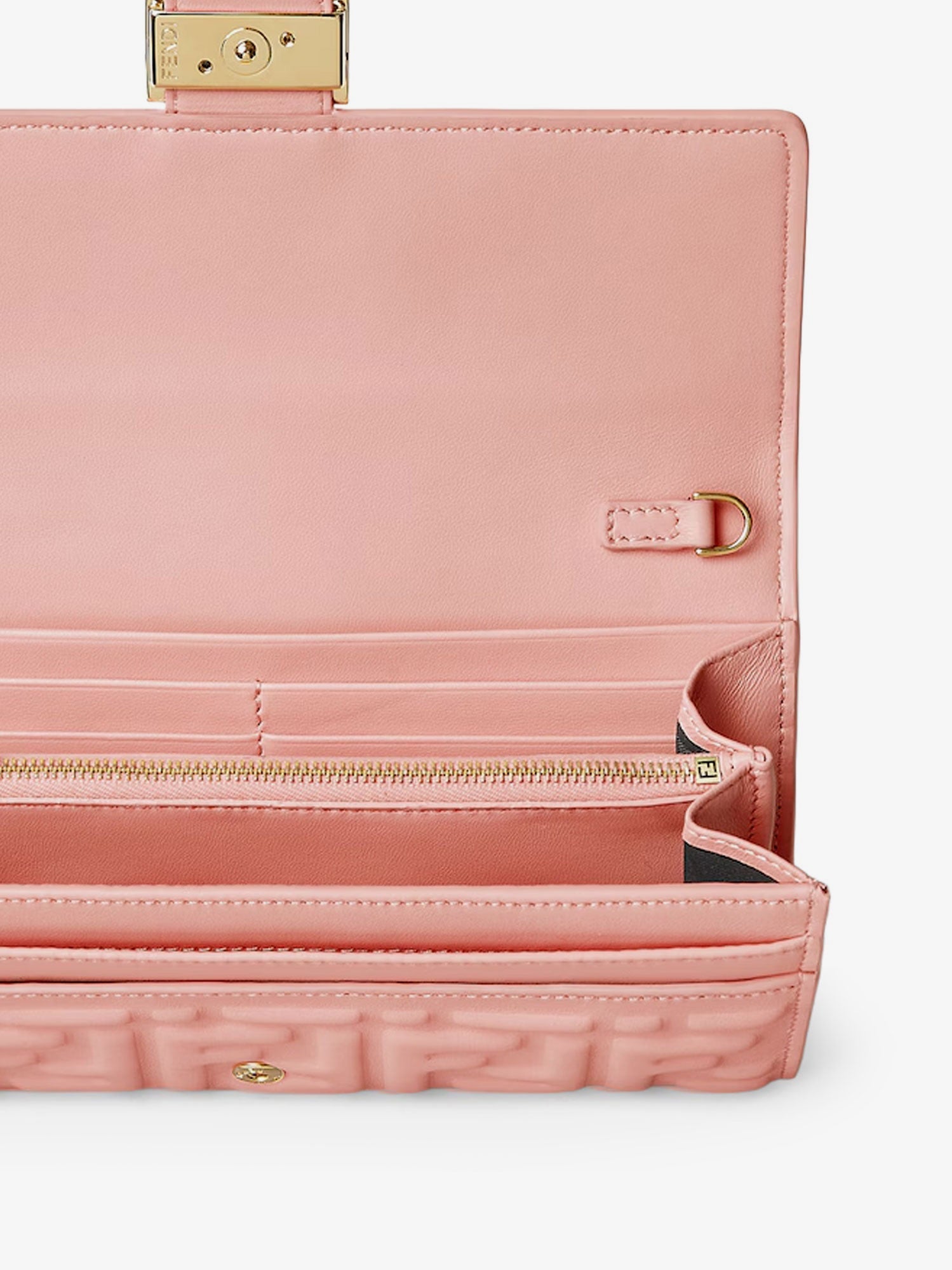 Fendi Continental With Chain Baguette Leather Crossbody Bag