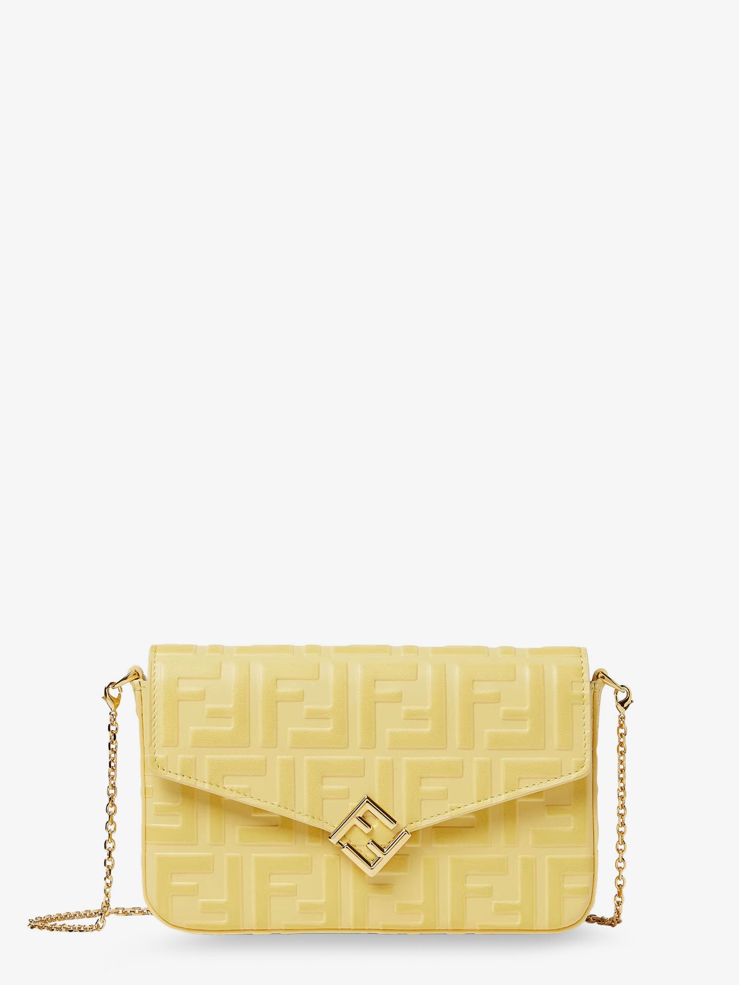 Fendi Wallet On Chain Ff Diamonds Leather Shoulder Bag With Ff Embossed Logo