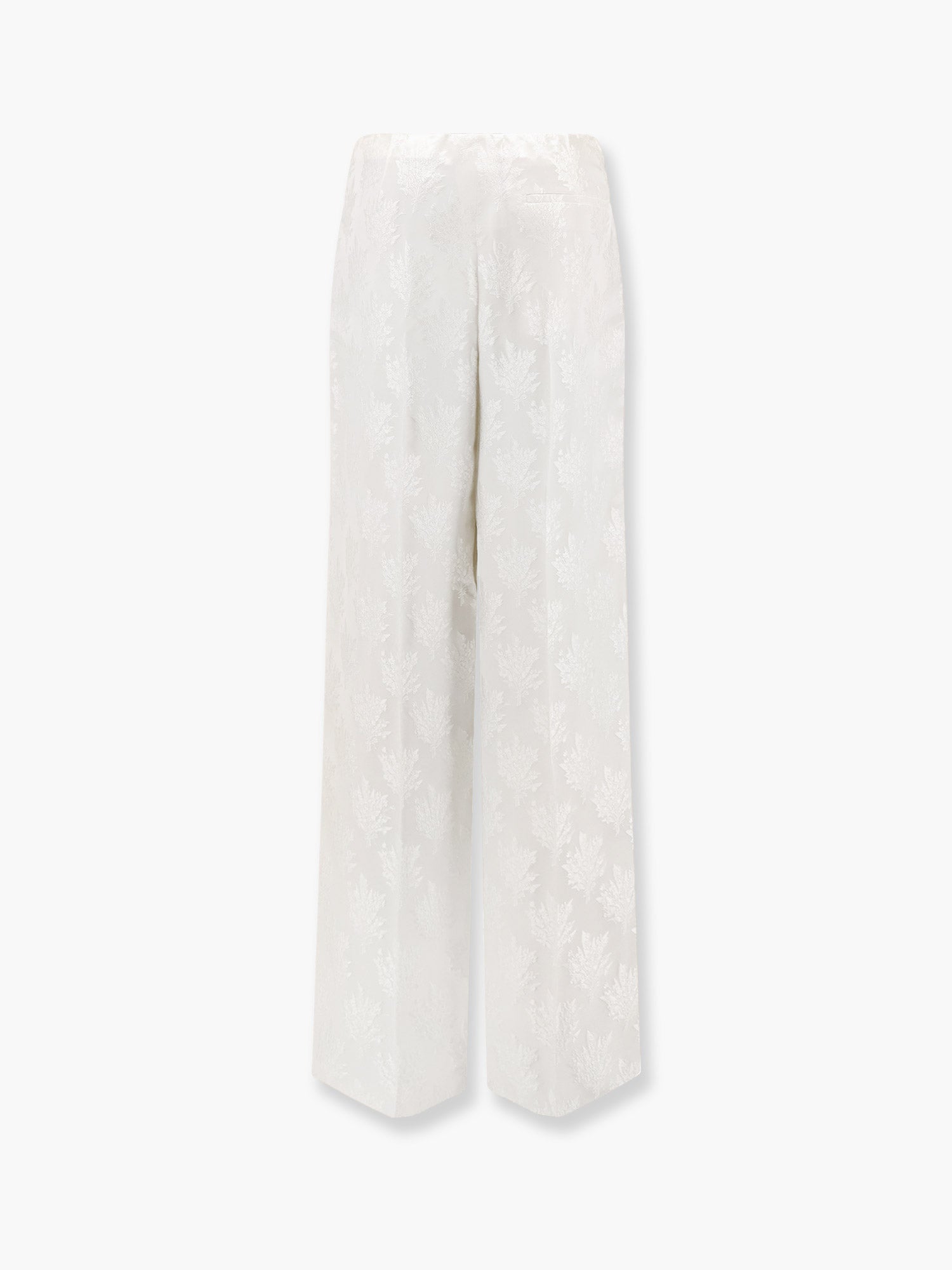 Fendi Jacquard Silk Trousers With Floral Motif