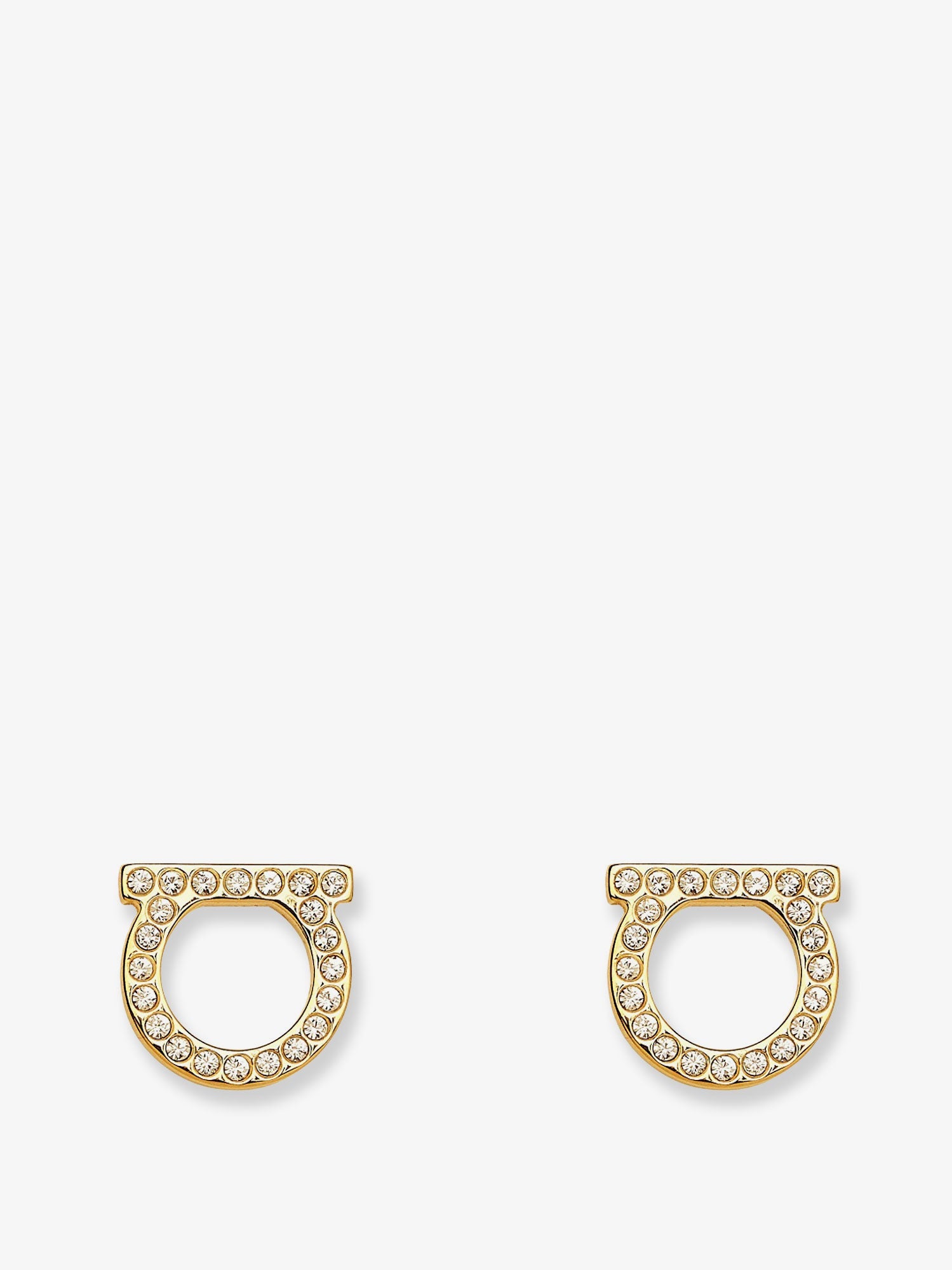 Ferragamo Gancini Crystals Brass Earrings