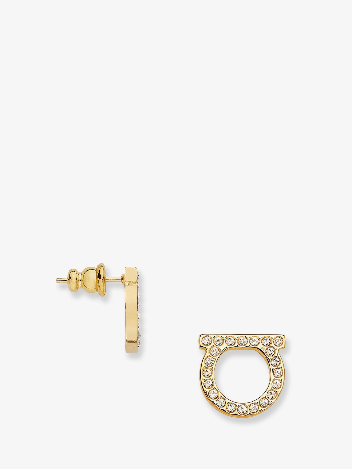 Ferragamo Gancini Crystals Brass Earrings