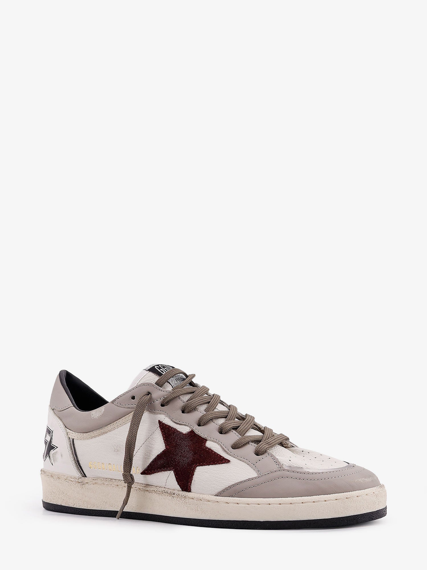 Golden Goose Ballstar Leather Sneakers With Suede Inserts