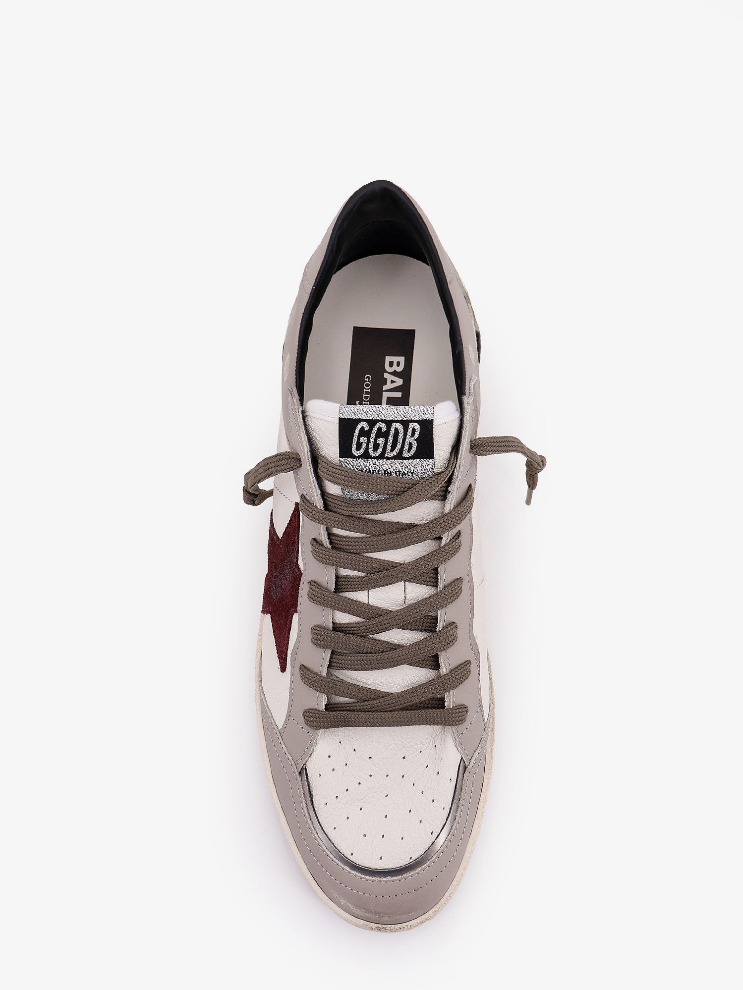 Golden Goose Ballstar Leather Sneakers With Suede Inserts