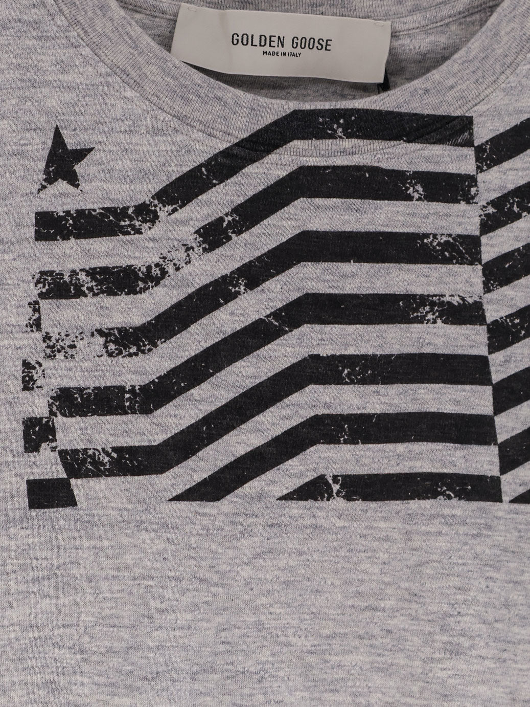 Golden Goose Cotton T-shirt With Flag Print On The Front