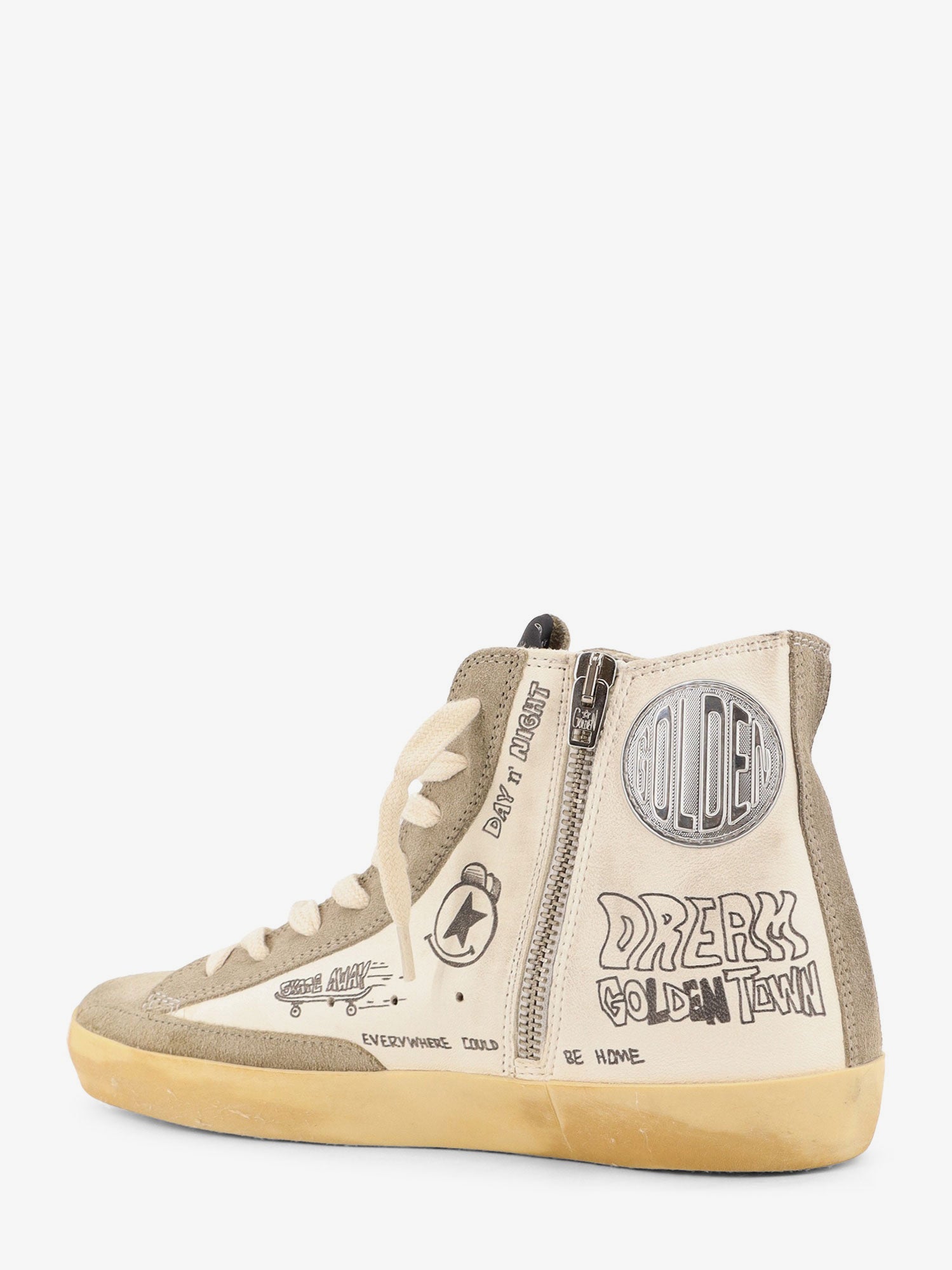 Golden Goose Leather Sneakers With All-over Francy Journey Print