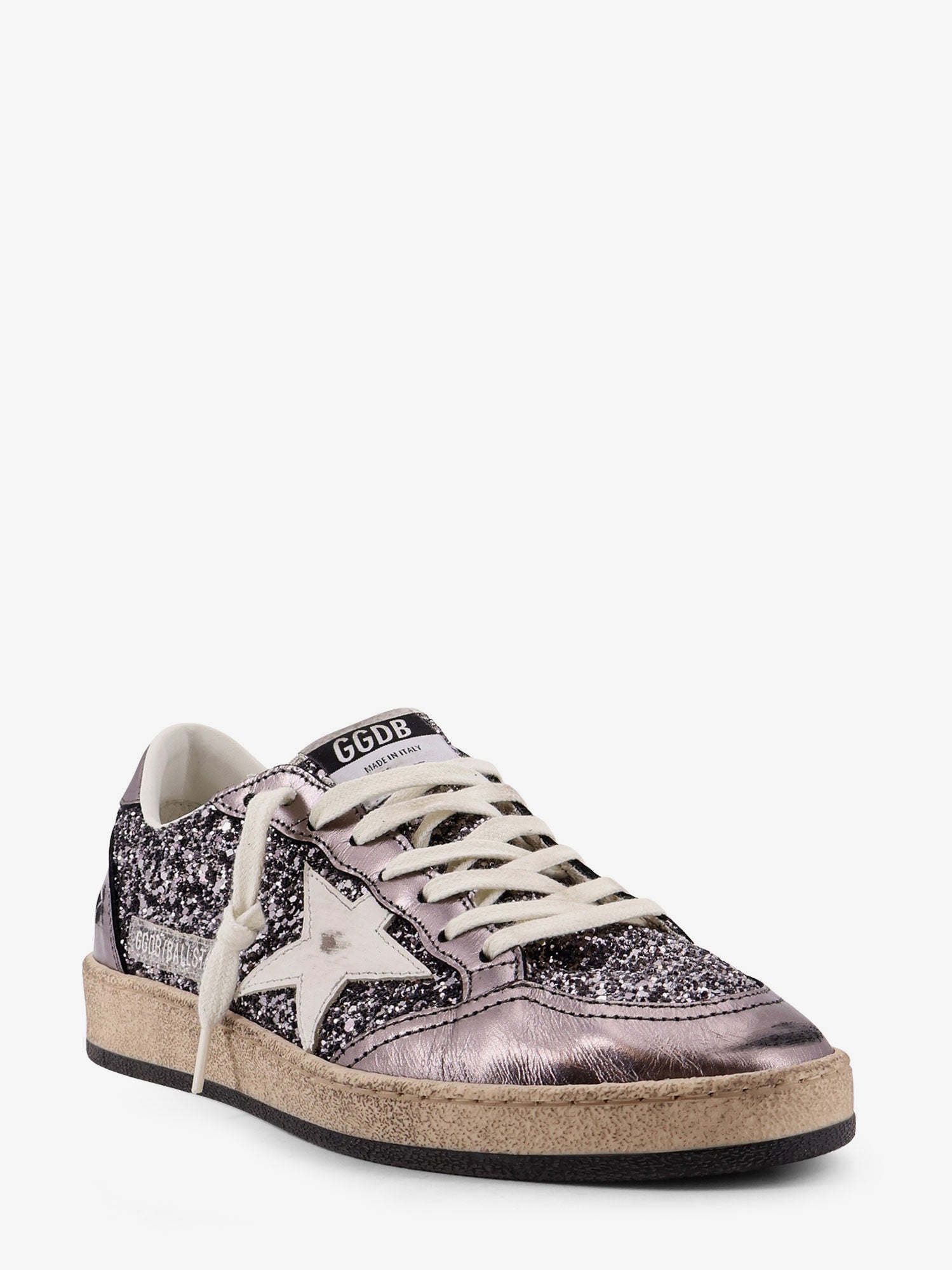 Golden Goose Ball Star Glittered Leather Sneakers