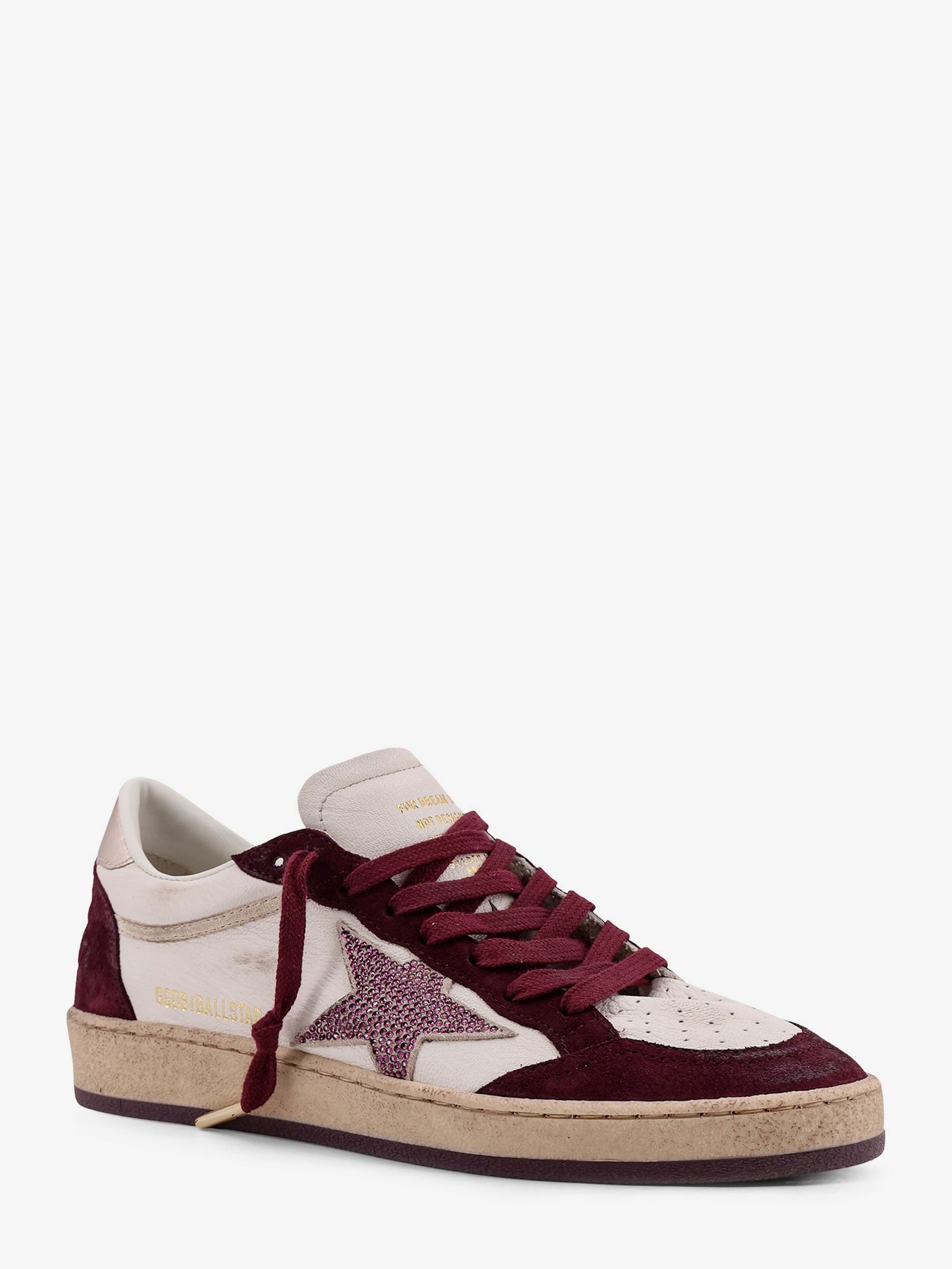 Golden Goose Ballstar Leather Sneakers With Swarovski Logo On The Side