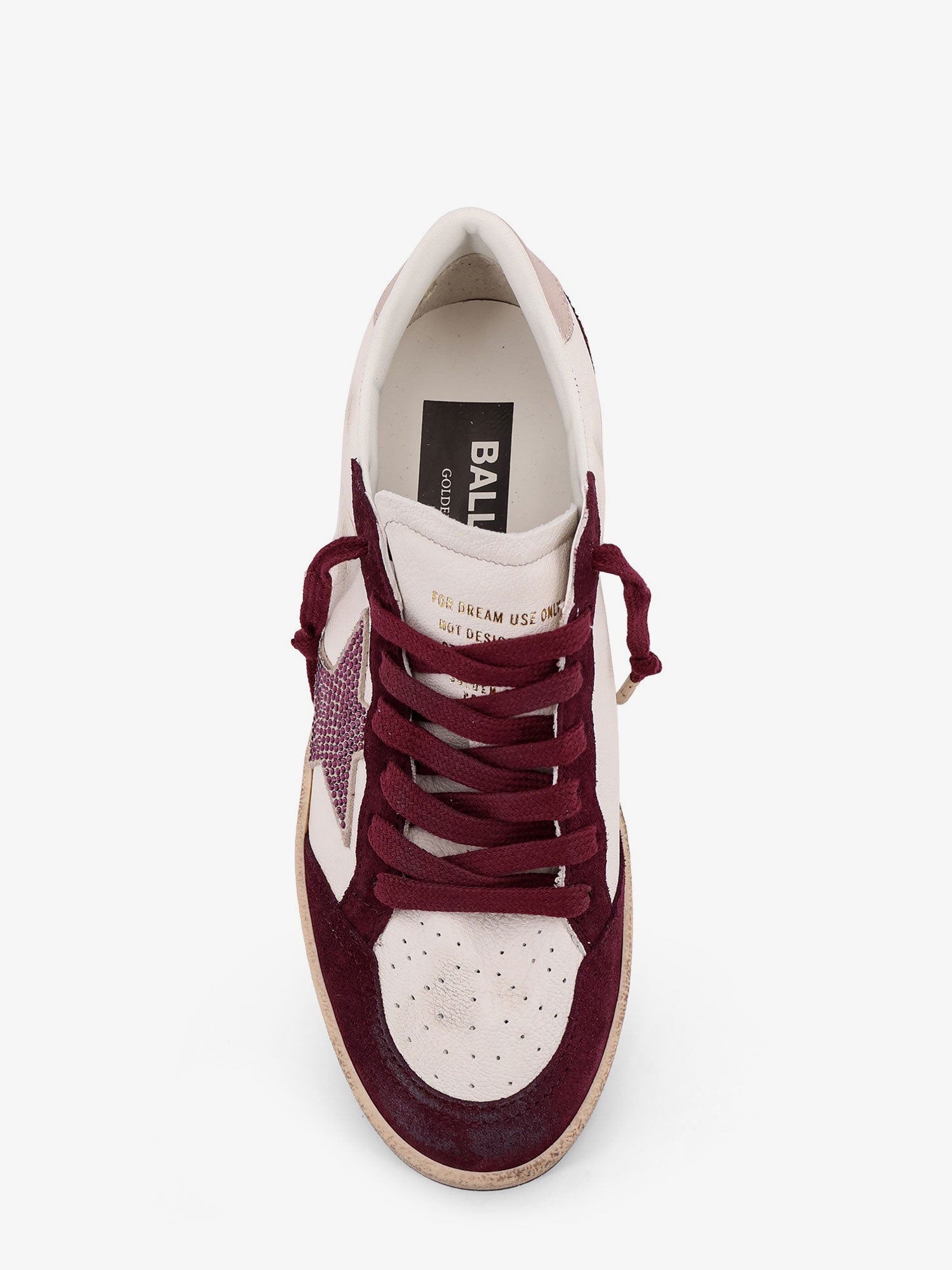 Golden Goose Ballstar Leather Sneakers With Swarovski Logo On The Side