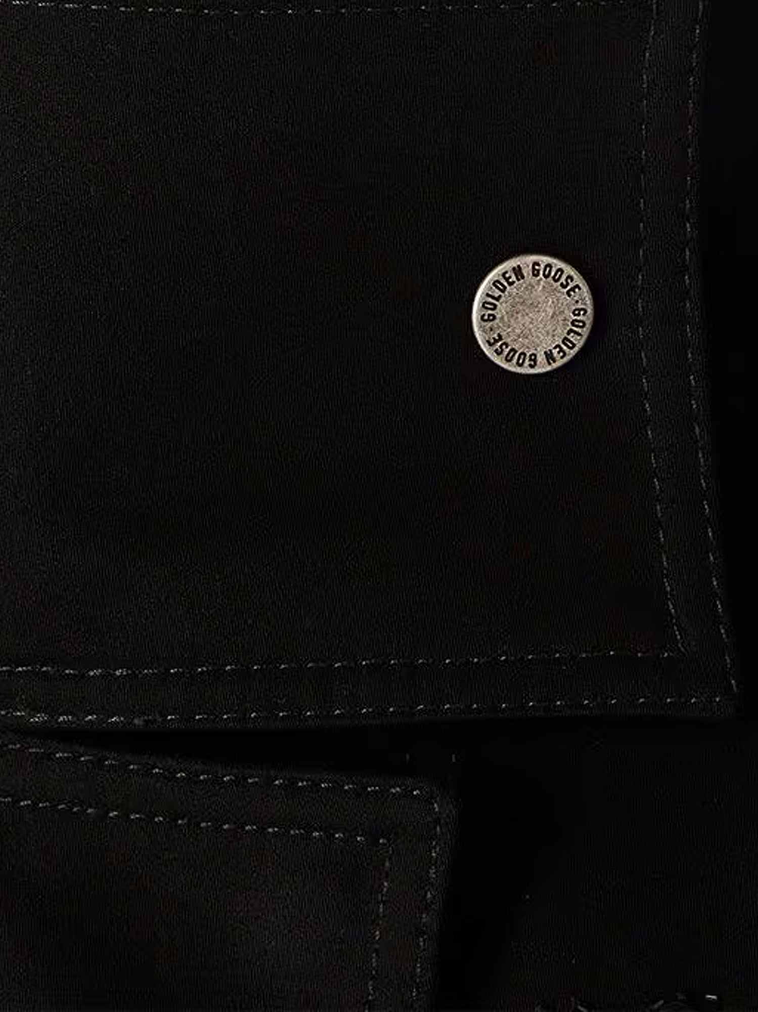 Golden Goose Black Denim Jacket With Floral Details In Sequins And Crystals