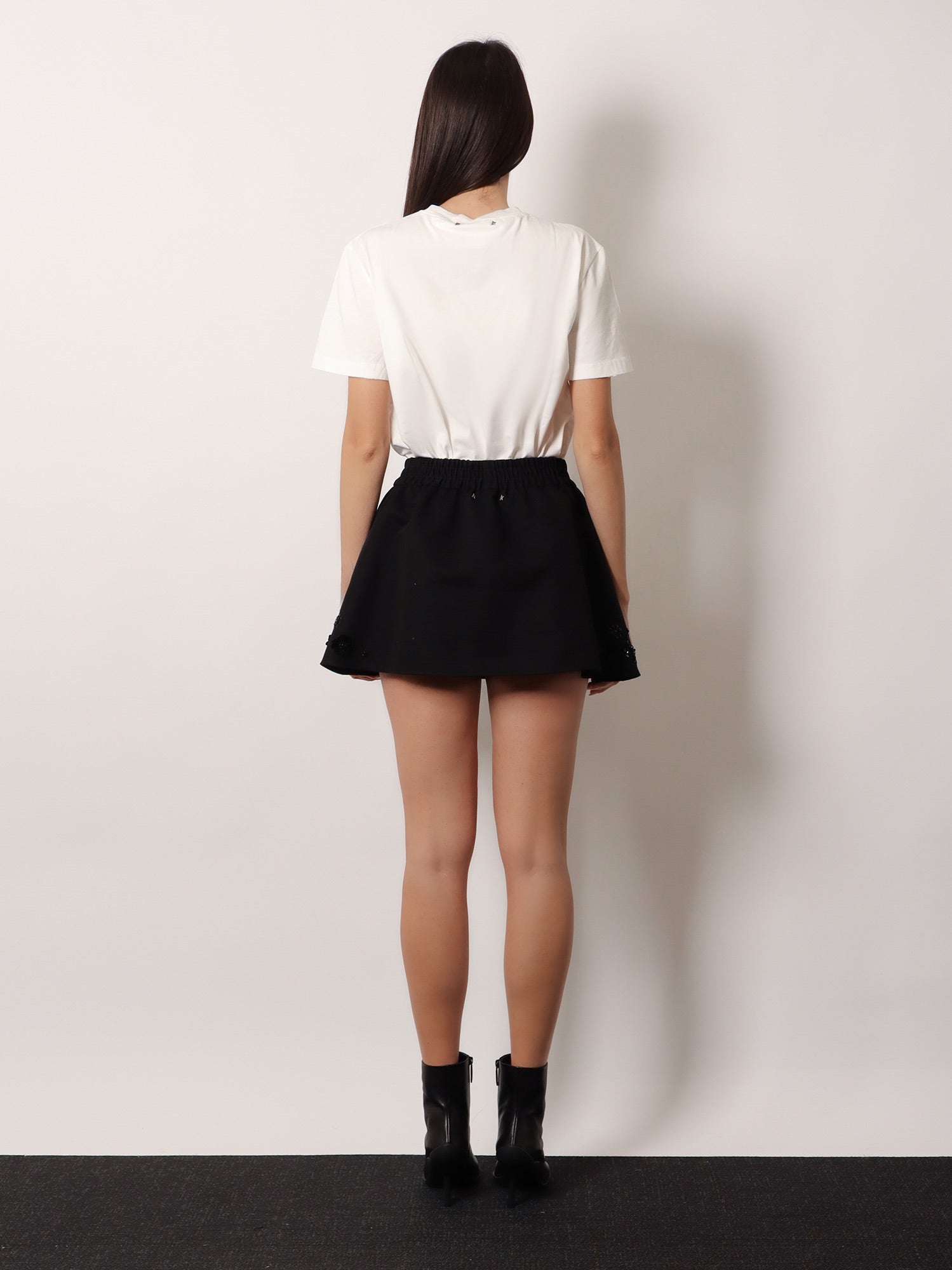 Golden Goose Cotton Blend Midi Skirt With Floral Sequin And Crystal Details