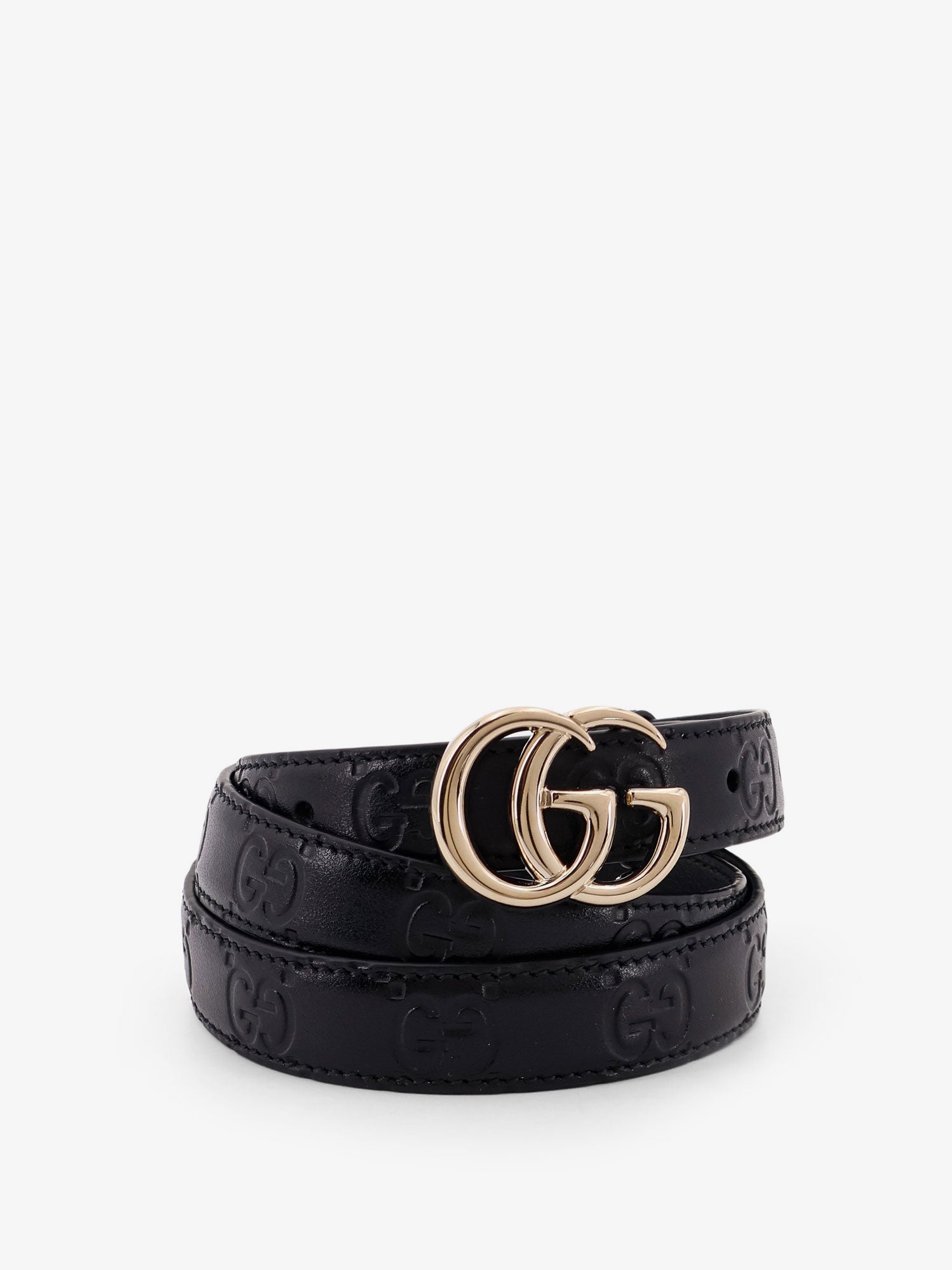 Gucci Leather Belt With All-over Gg Logo