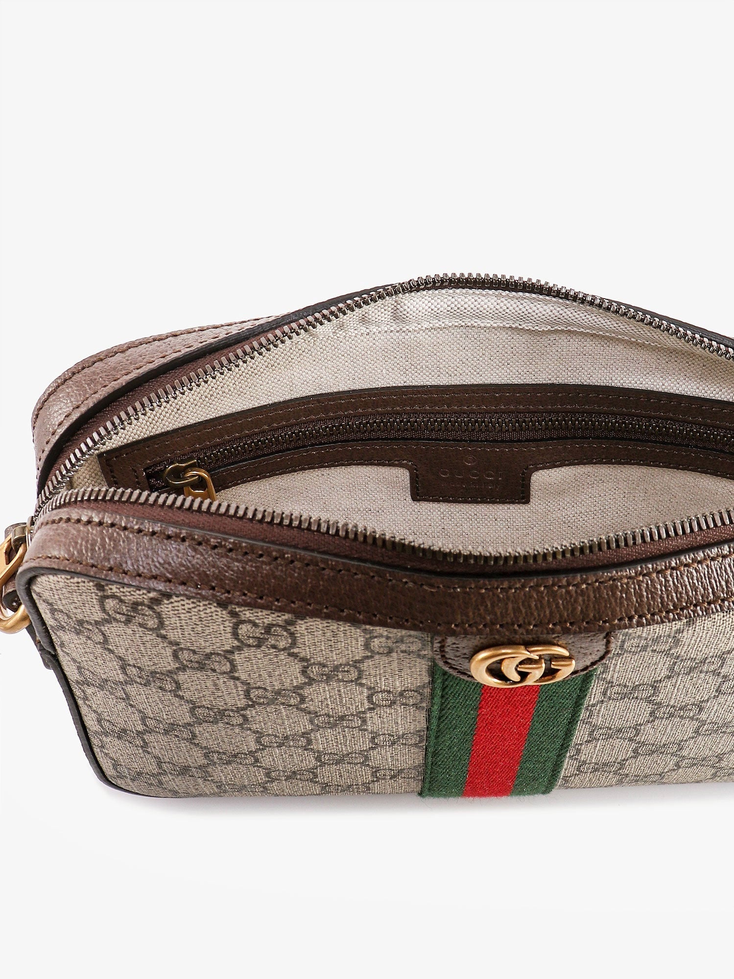Gucci Ophidia Gg Supreme Fabric And Leather Crossbody Bag