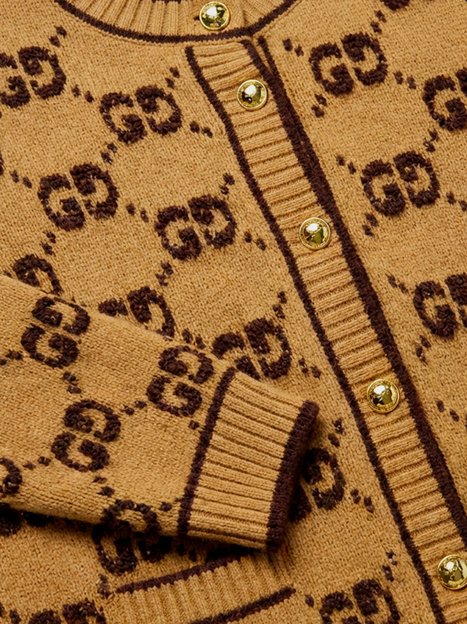 Gucci Wool Cardigan With Gg Inlay