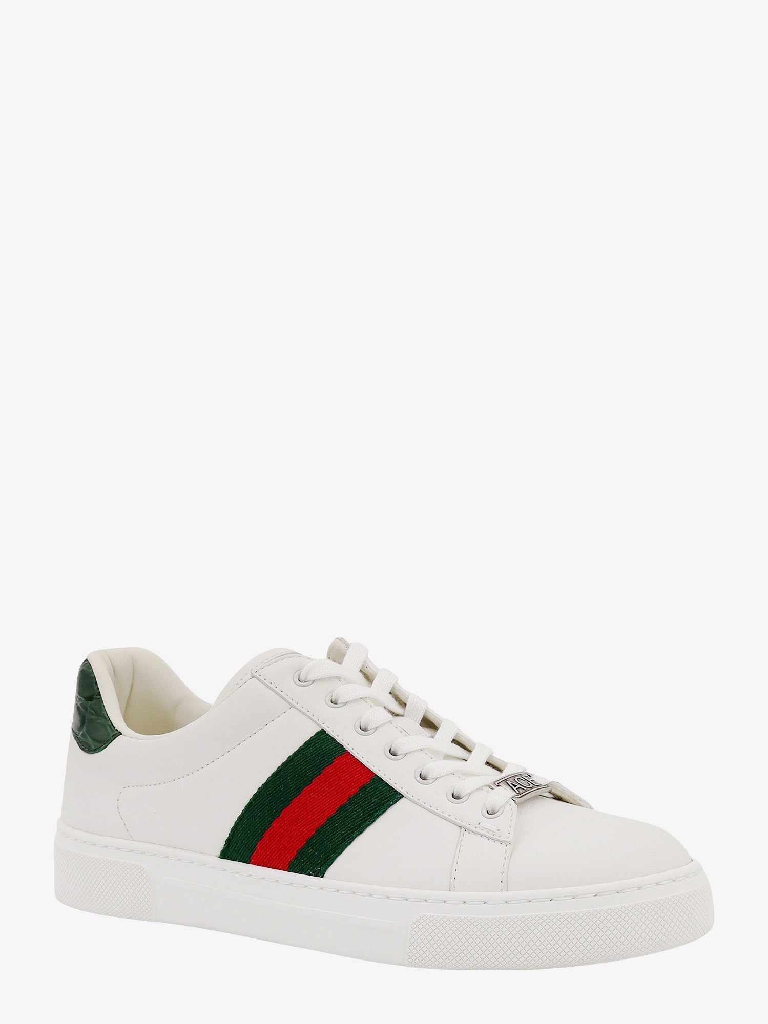 Gucci Ace Leather Sneakers With Side Web Detail