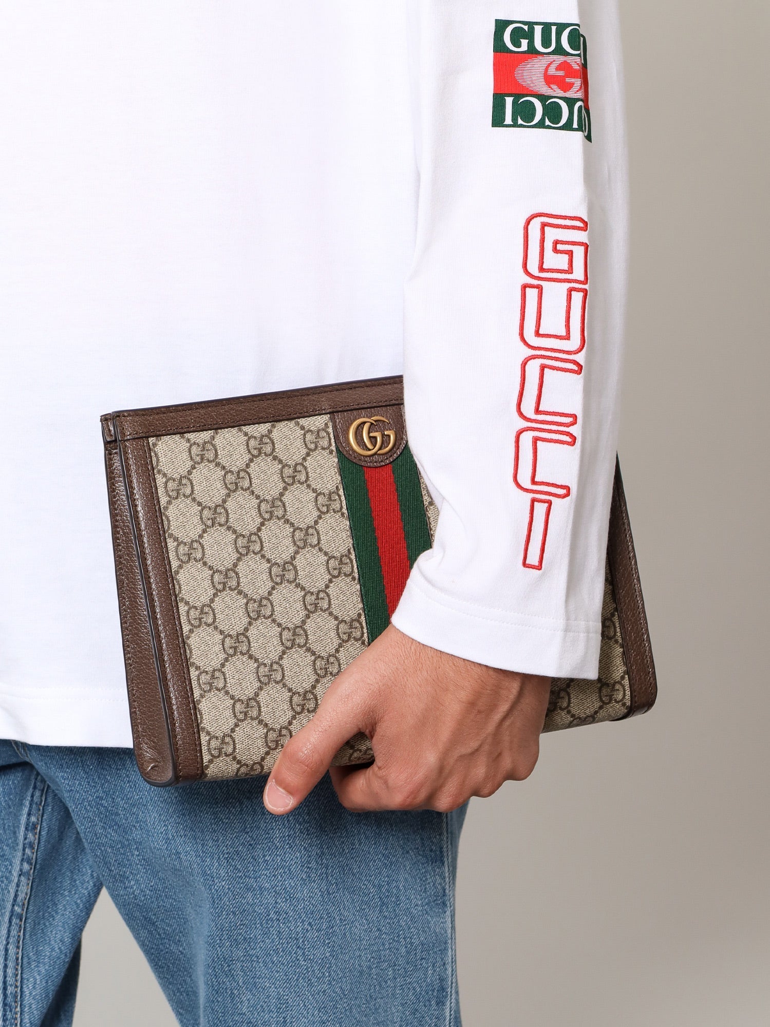 Gucci Ophidia Gg Fabric Clutch