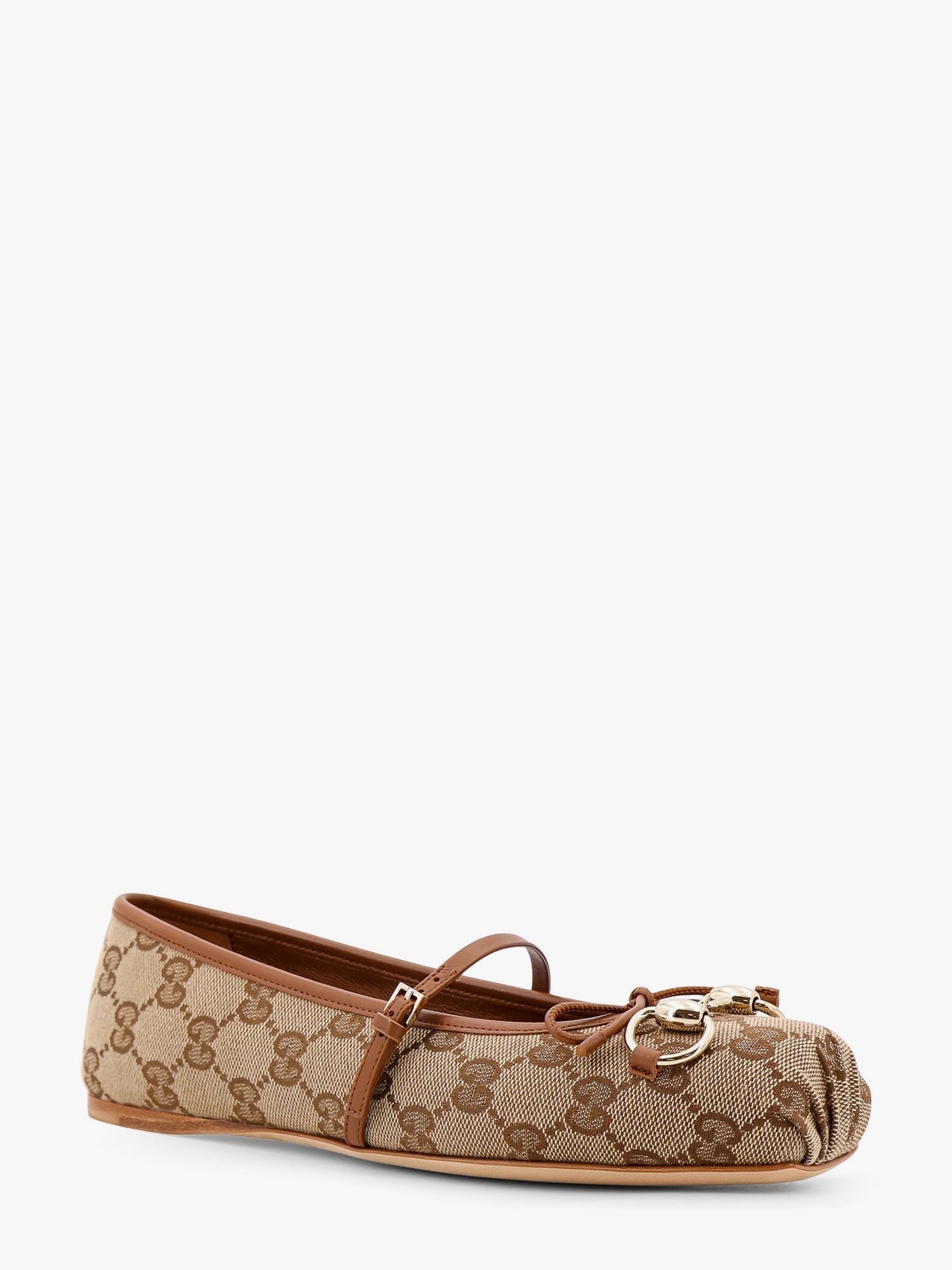 Gucci Gg Fabric Ballerinas With Metal Horsebit