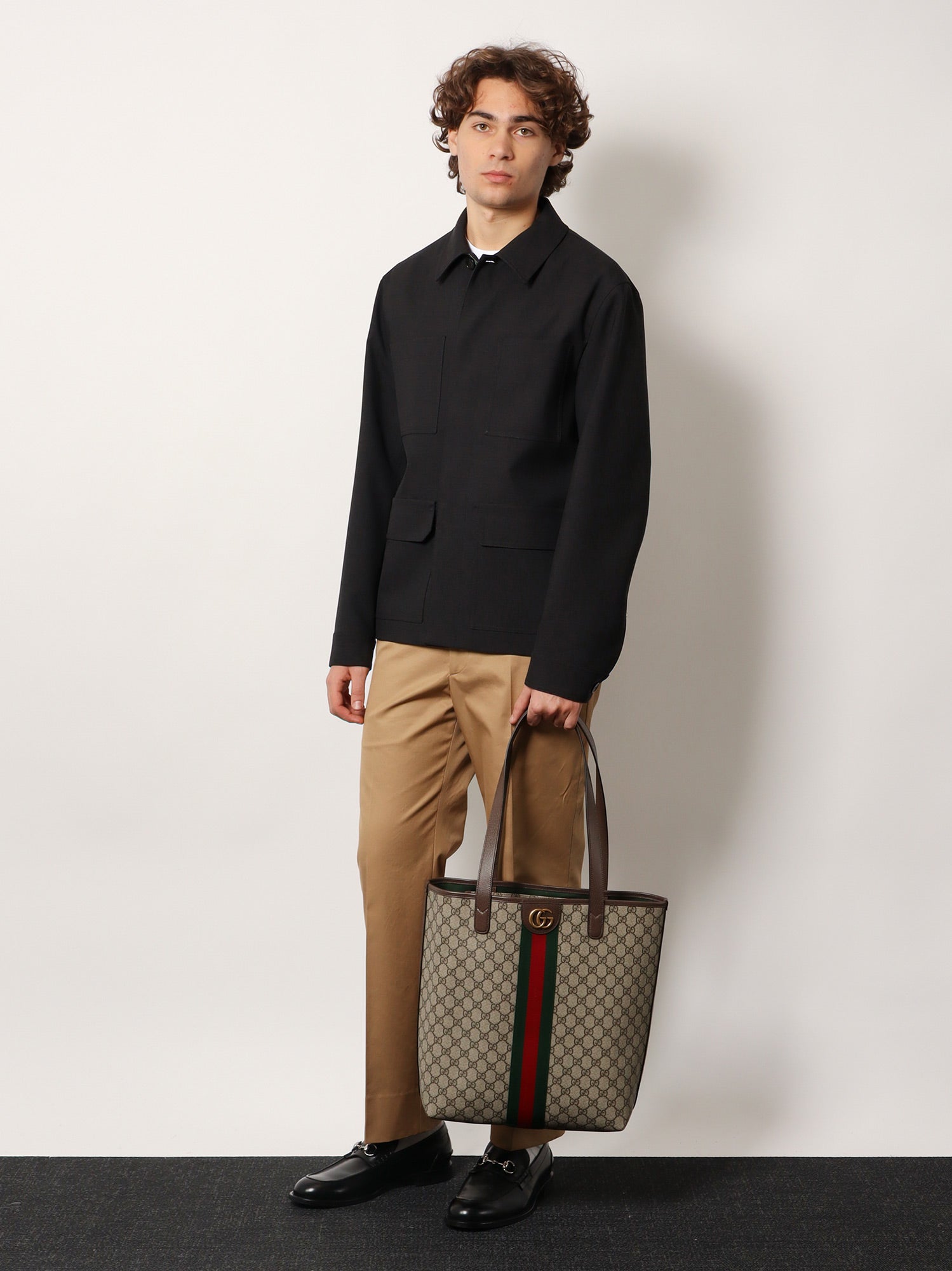 Gucci Gg Monogram Fabric Ophidia Shopping Bag