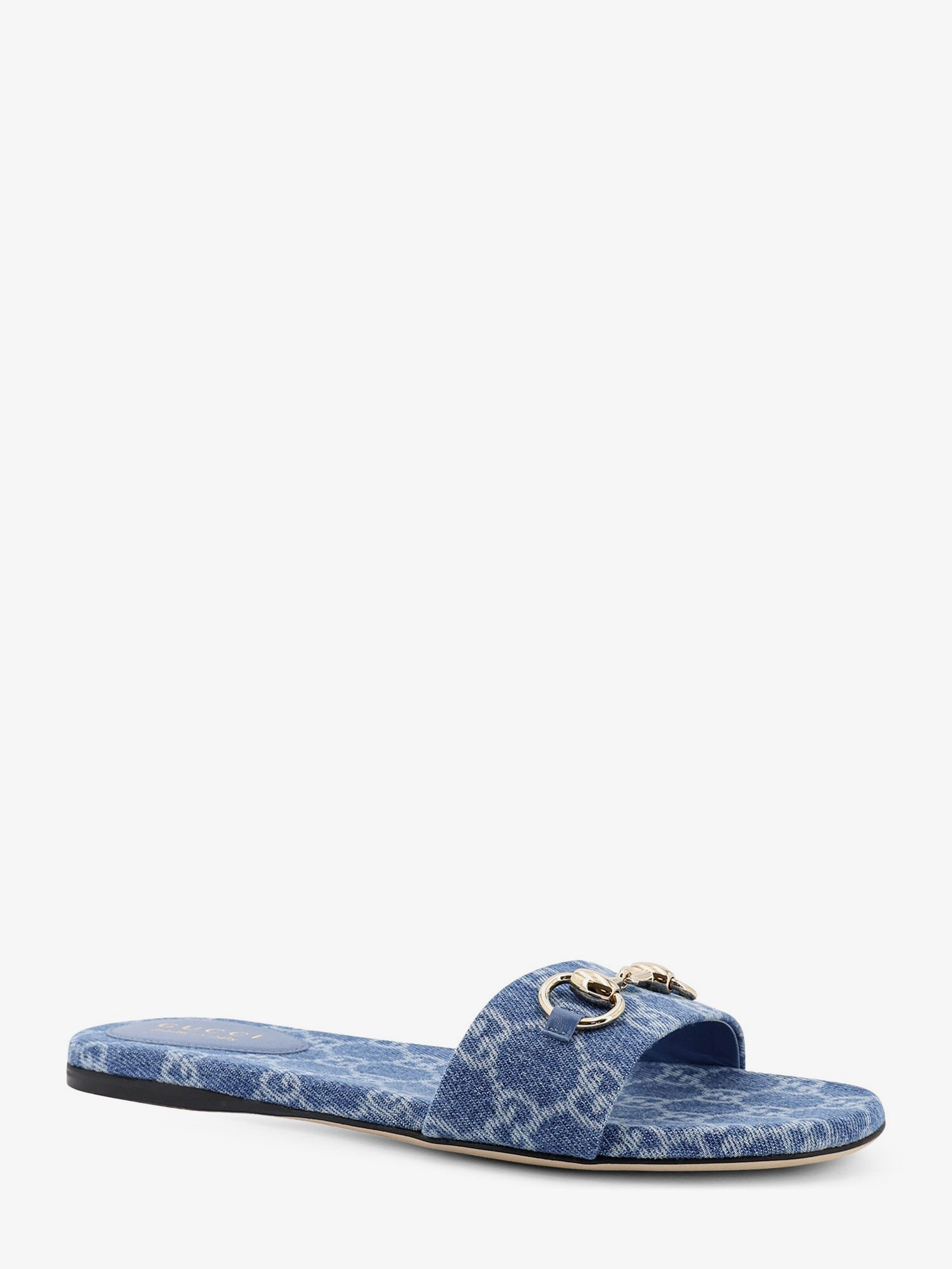 Gucci Gg Denim Sandals With Metal Horsebit