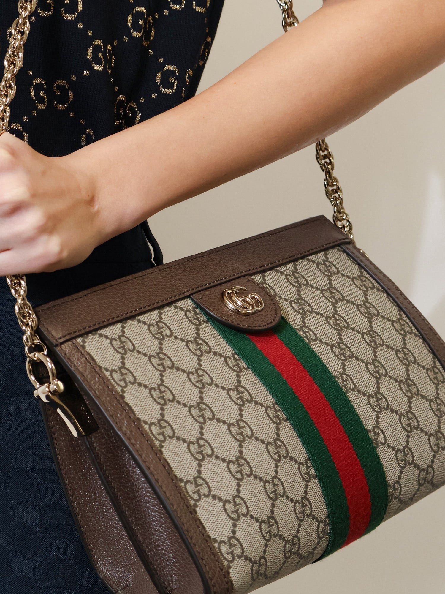 Gucci Coated Canvas Ophidia Shoulder Bag