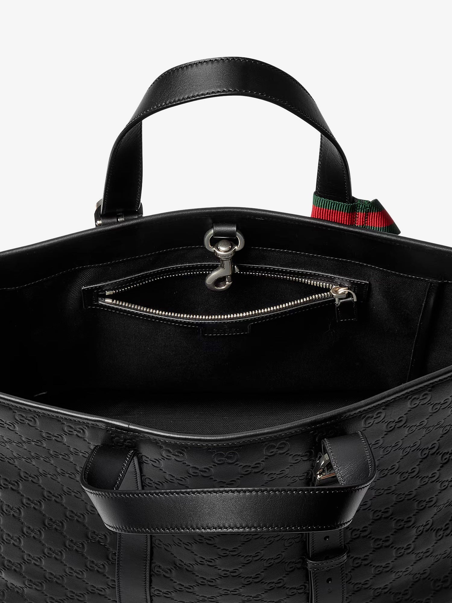 Gucci Gg Emblem Leather Shopping Bag With Embossed Gg Motif