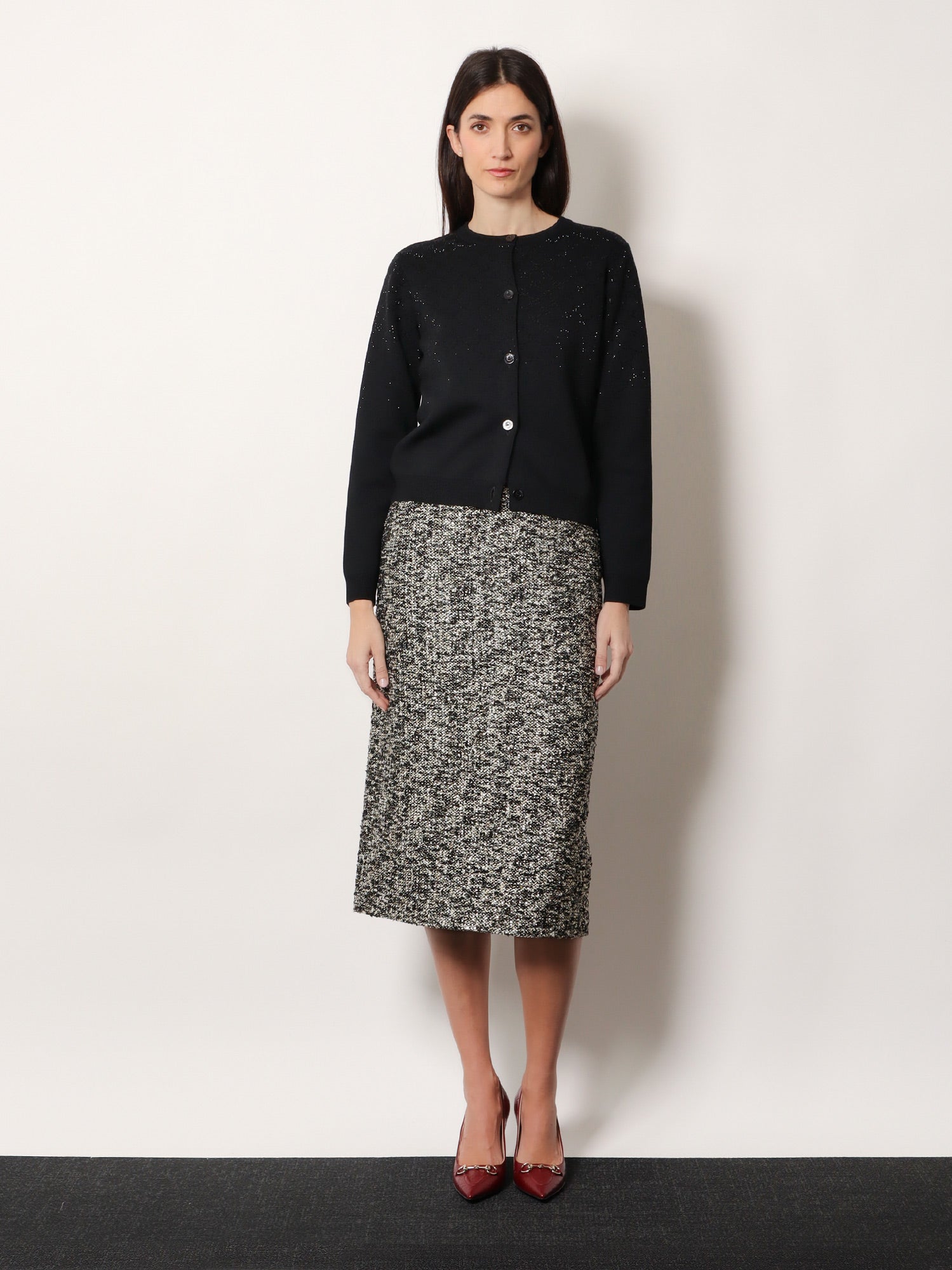 Gucci Midi Skirt In Laminated Bouclé Fabric
