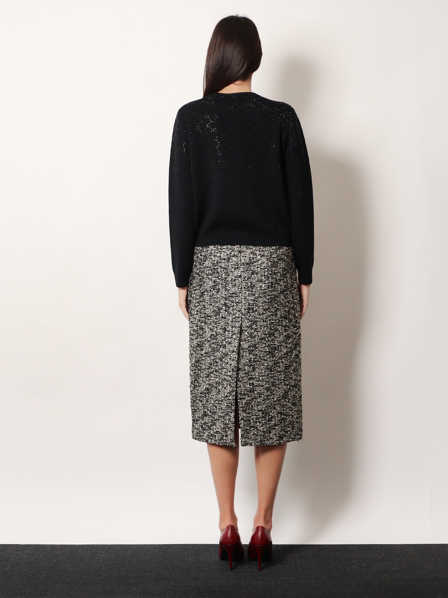 Gucci Midi Skirt In Laminated Bouclé Fabric