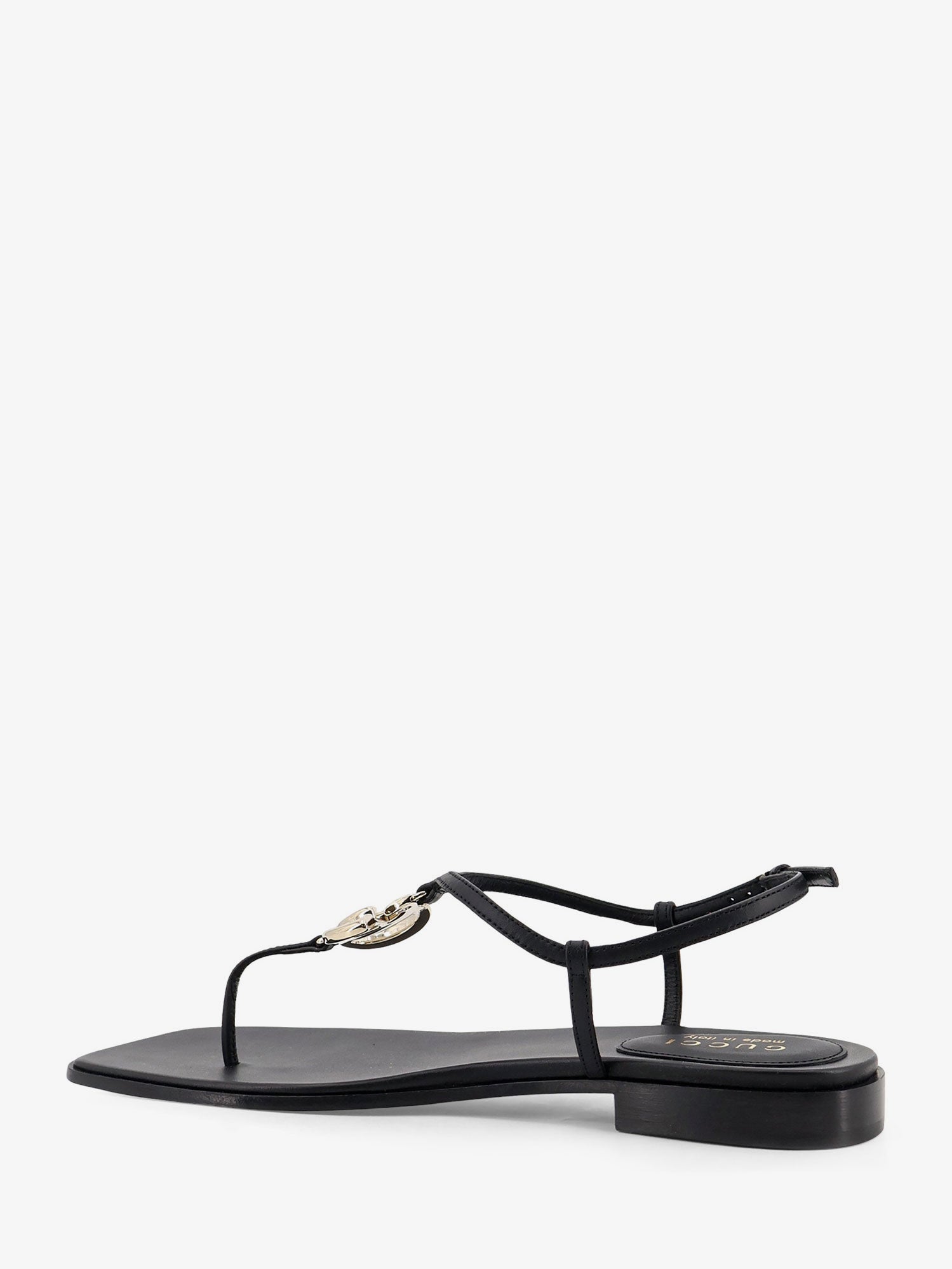 Gucci Lifford Leather Sandals With Metal Gg Logo