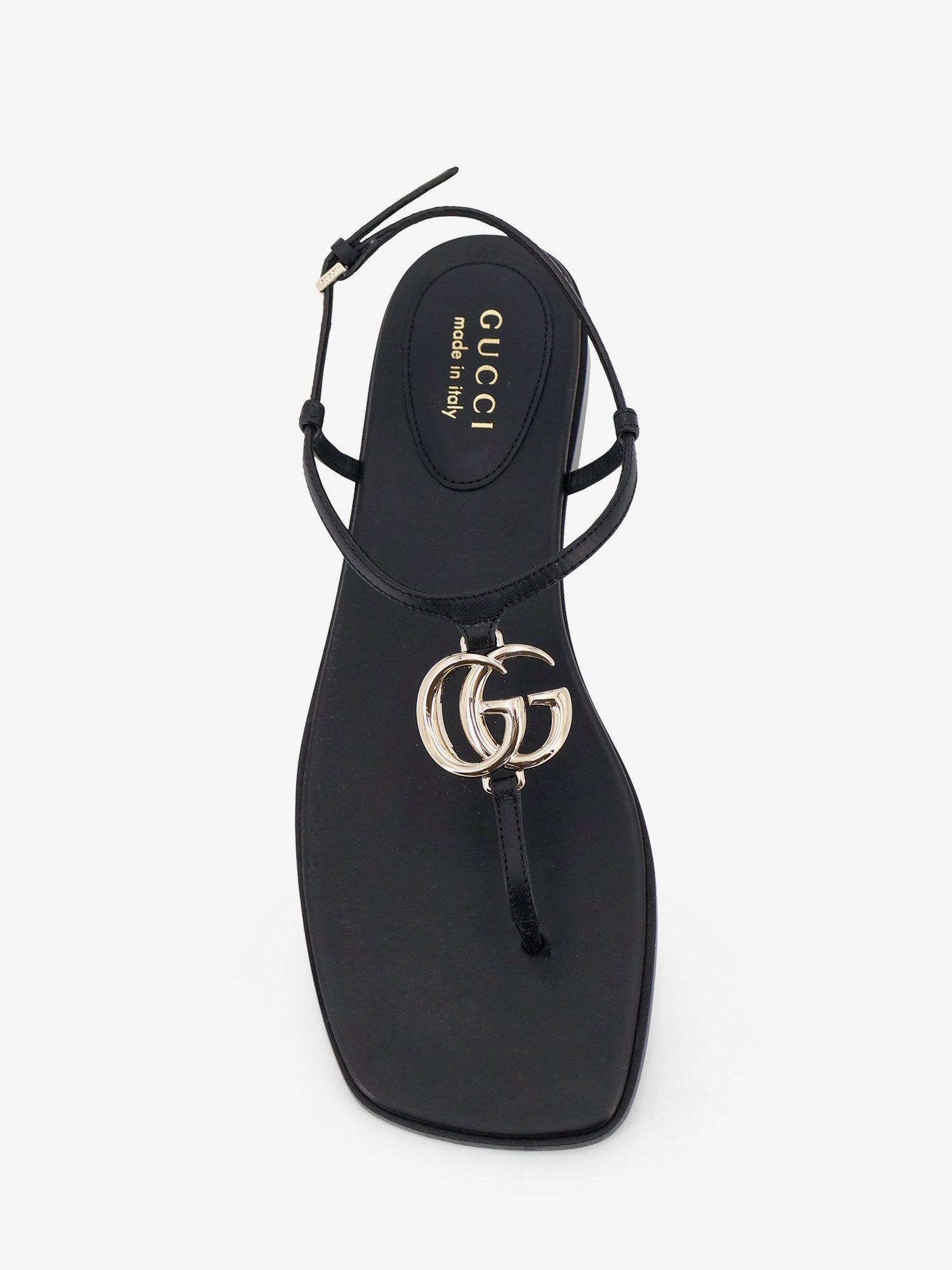 Gucci Lifford Leather Sandals With Metal Gg Logo