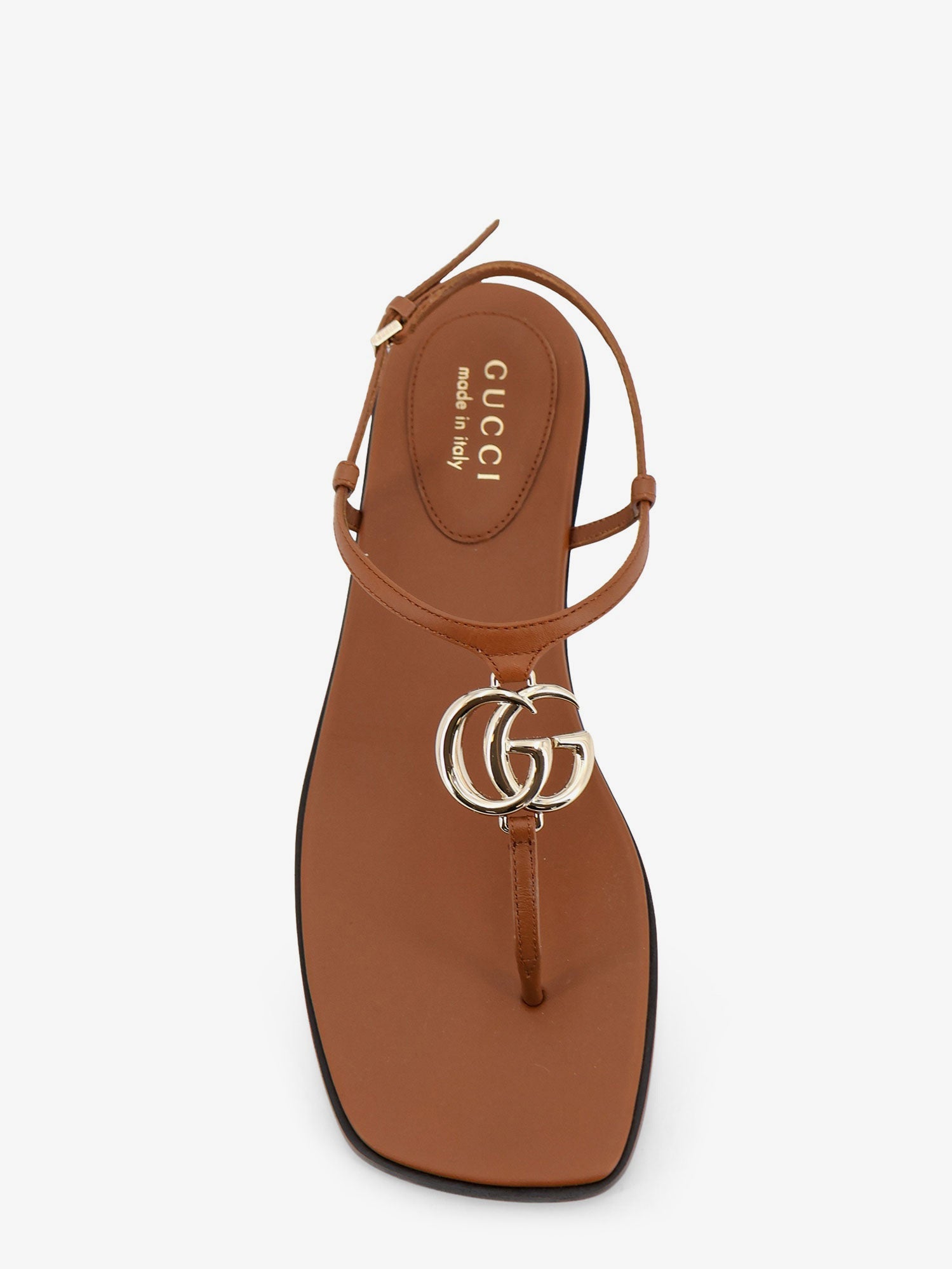 Gucci Lifford Leather Sandals With Metal Gg Logo