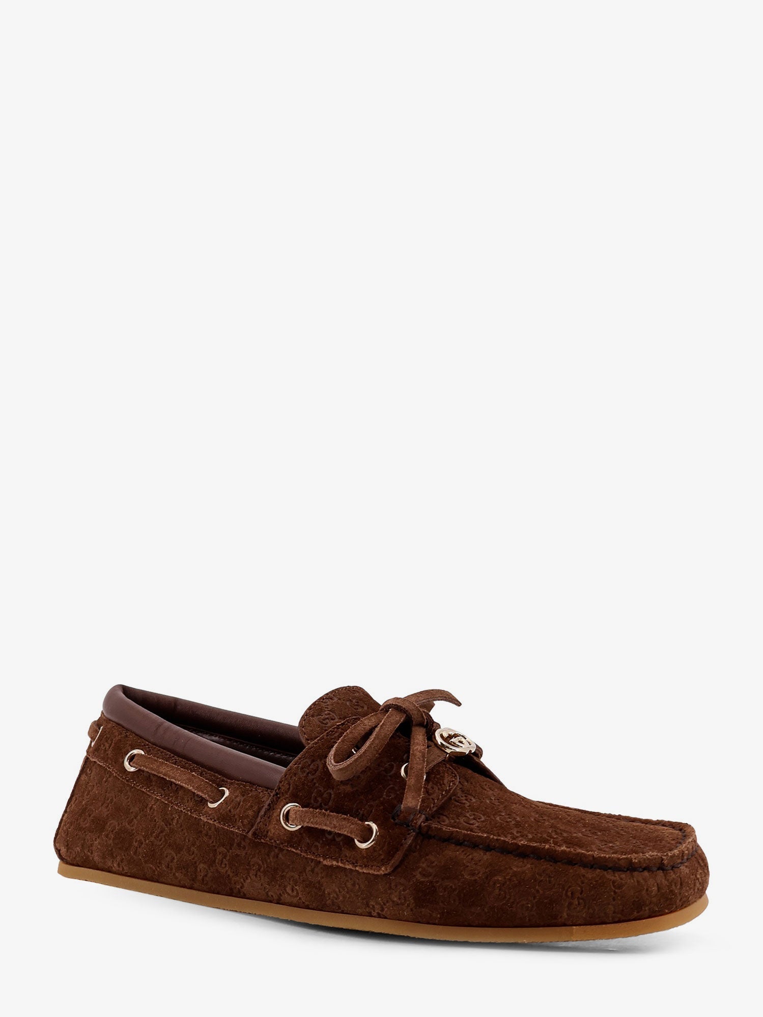 Gucci Suede Loafers With All-over Gg Logo