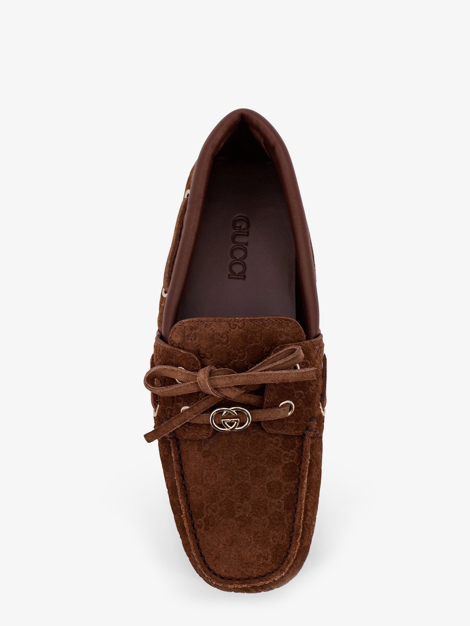 Gucci Suede Loafers With All-over Gg Logo