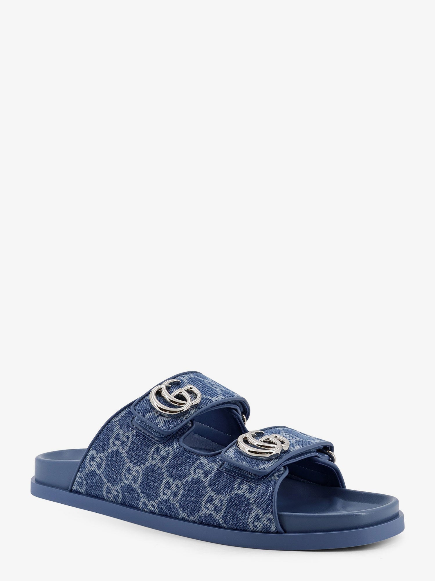 Gucci Laser Gg Denim Sandals With All-over Gg Motif