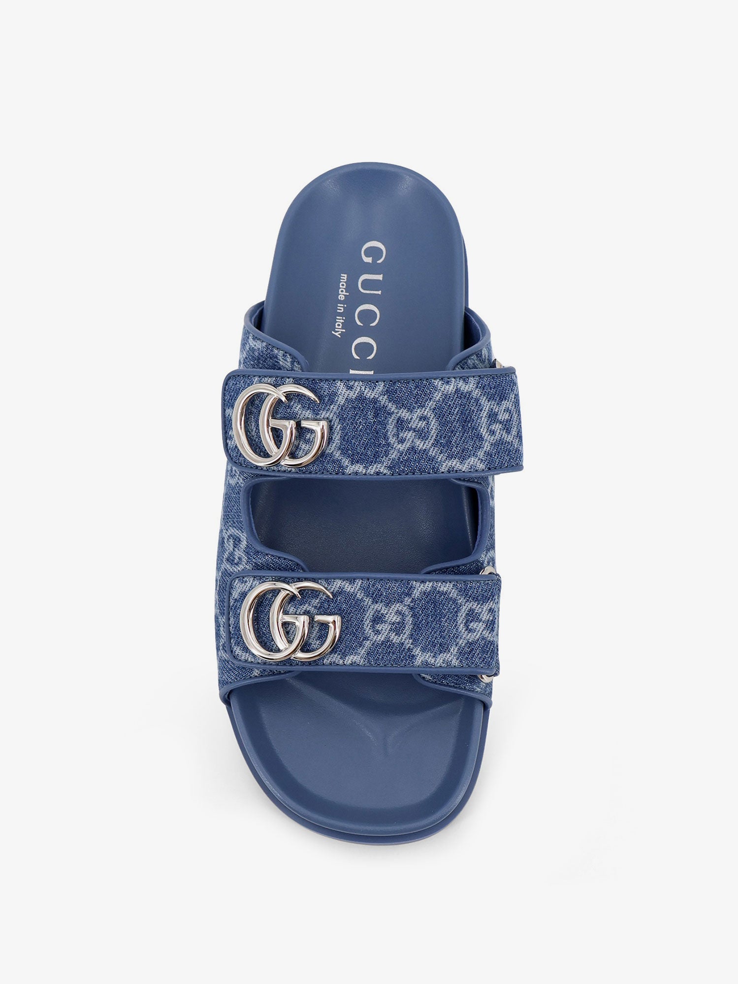 Gucci Laser Gg Denim Sandals With All-over Gg Motif