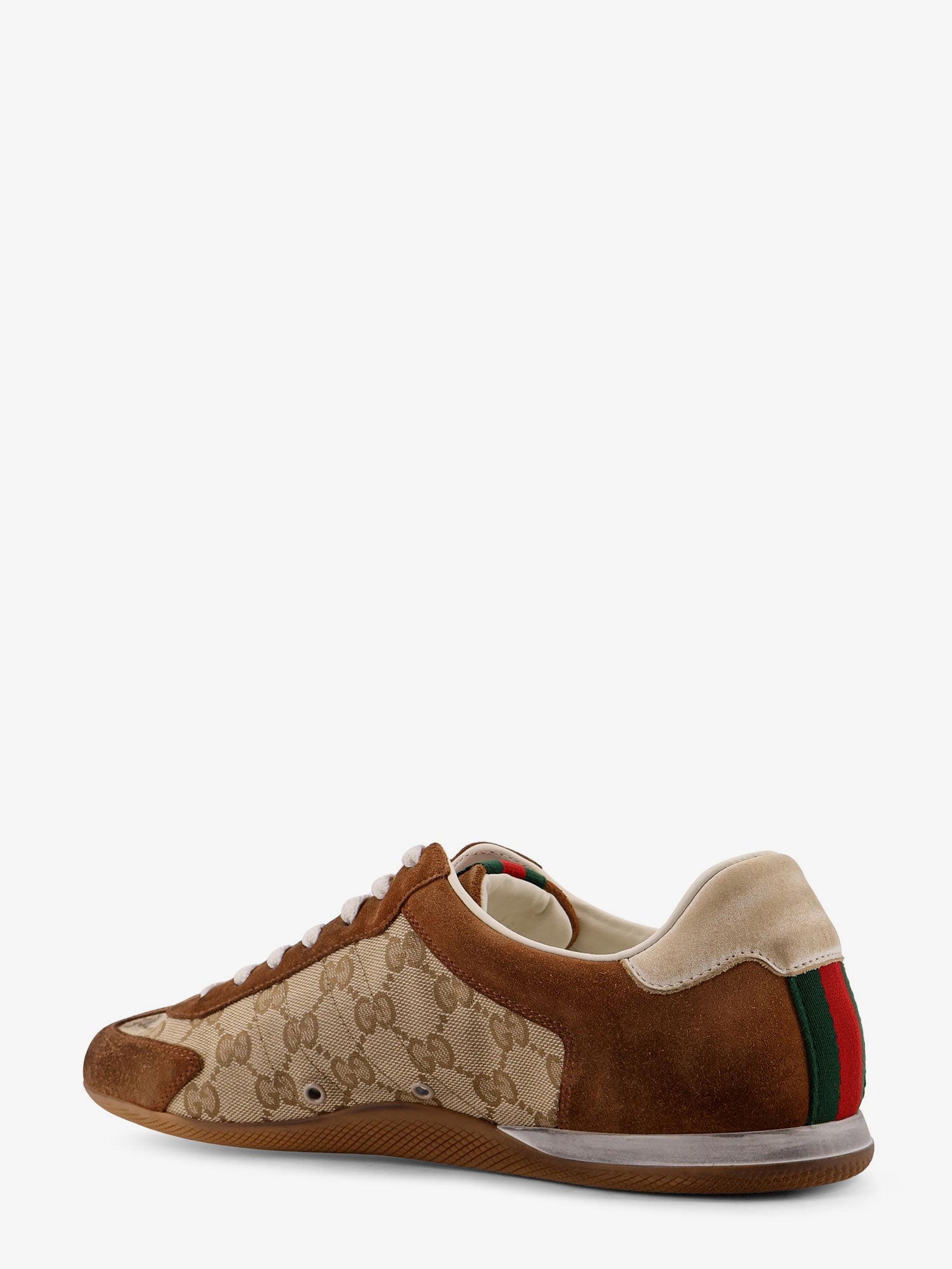 Gucci Gucci Shift Suede Sneakers With Gg Supreme Fabric Inserts