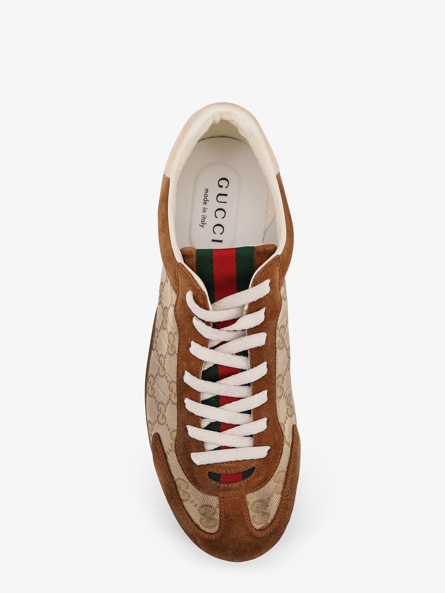 Gucci Gucci Shift Suede Sneakers With Gg Supreme Fabric Inserts