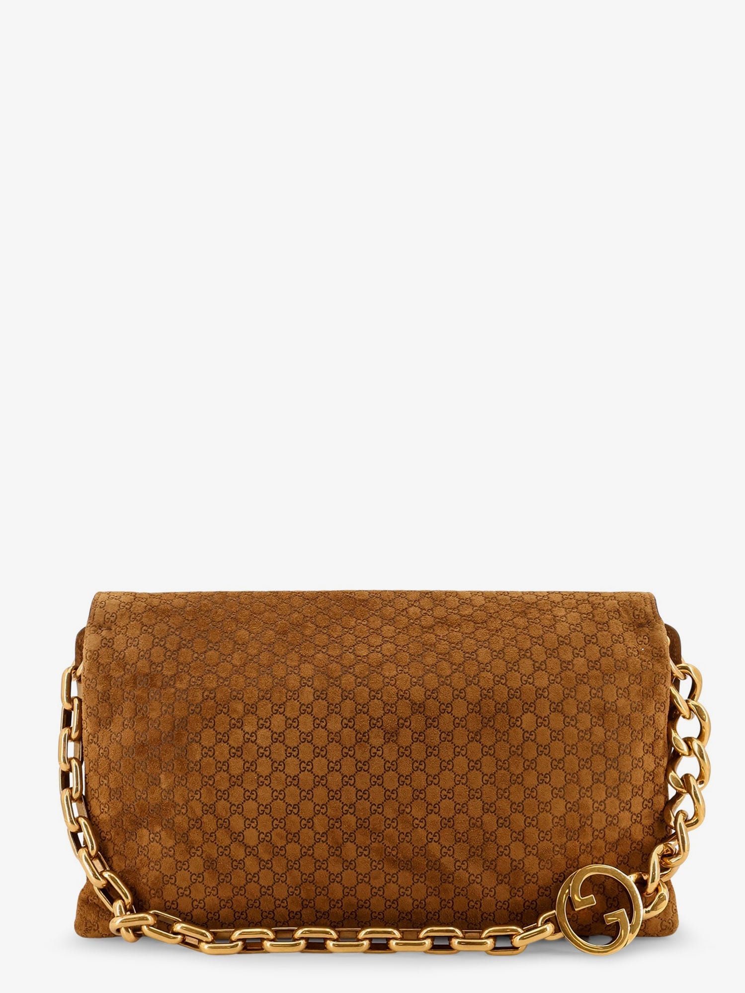 Gucci Suede Crossbody Bag With All-over Gg Motif