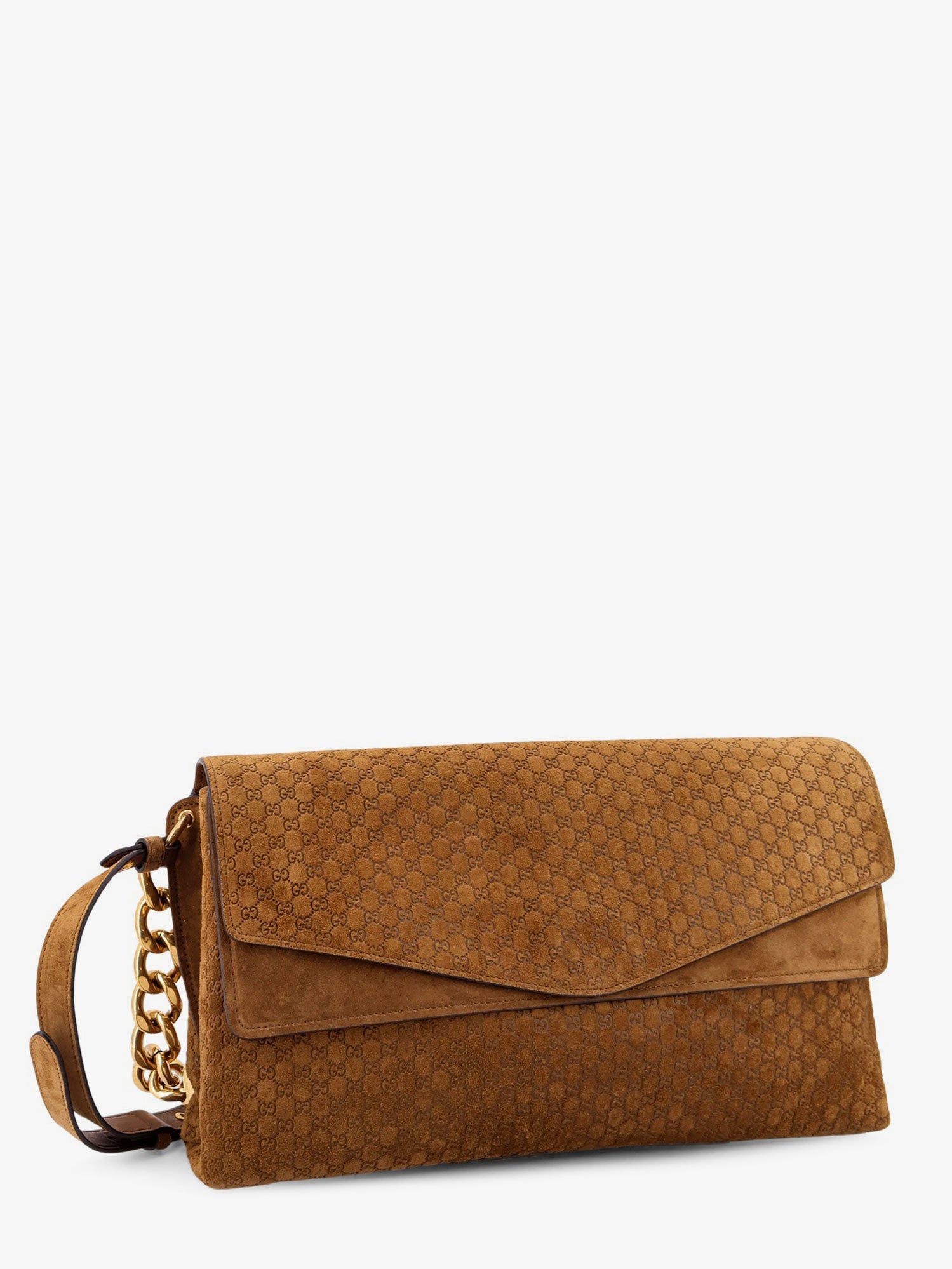 Gucci Suede Crossbody Bag With All-over Gg Motif