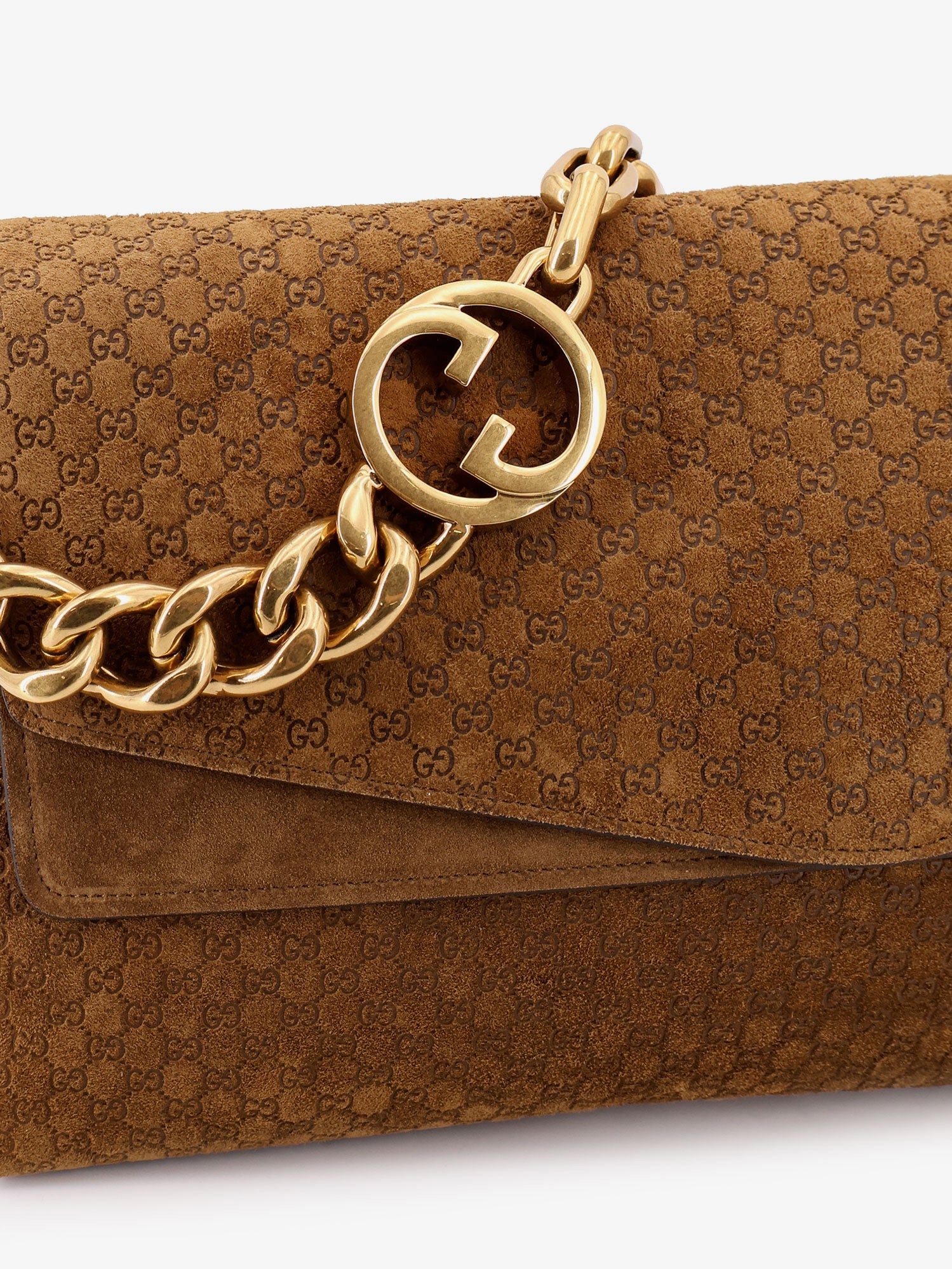 Gucci Suede Crossbody Bag With All-over Gg Motif