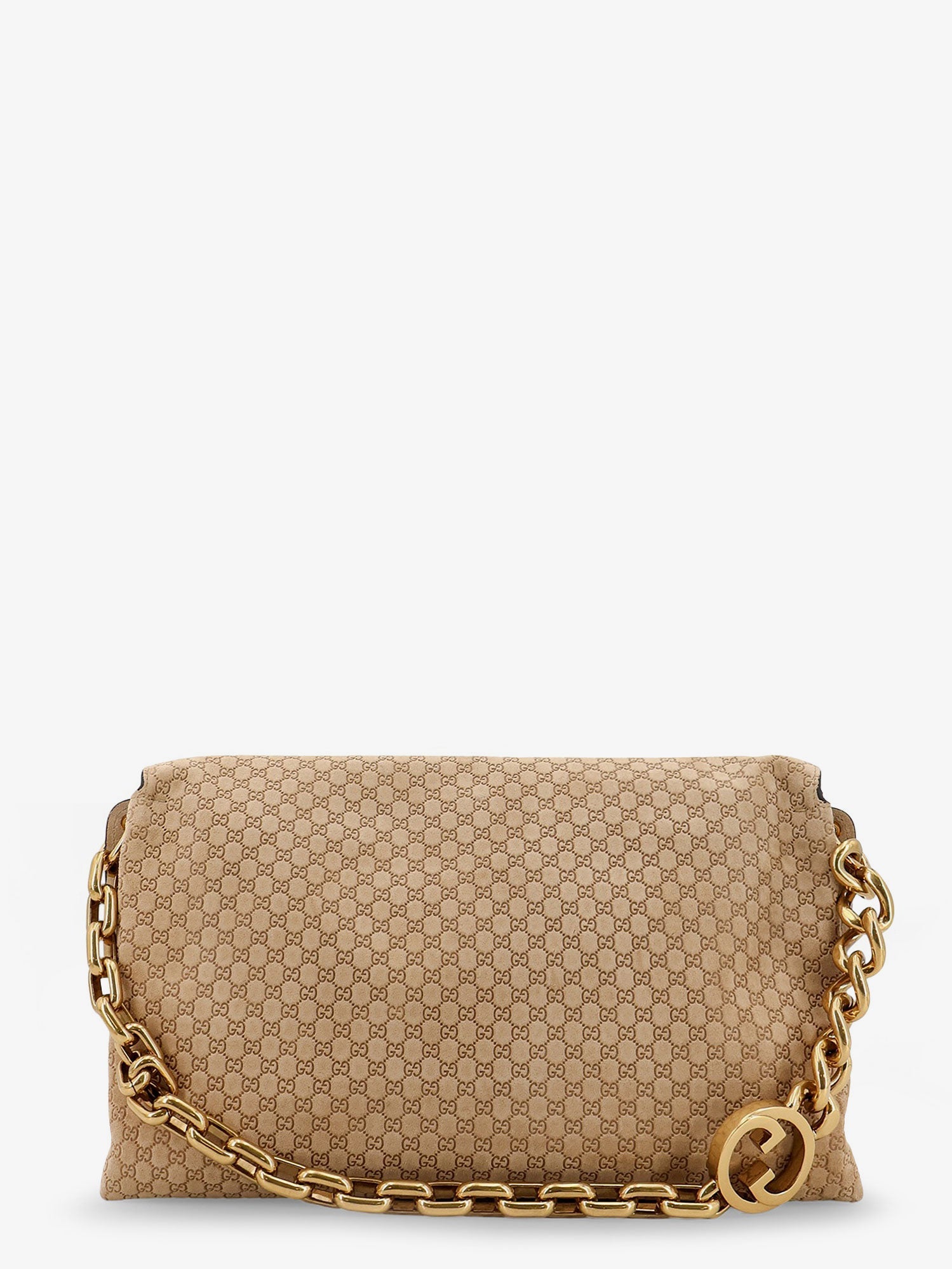 Gucci Suede And Gg Canvas Shoulder Bag