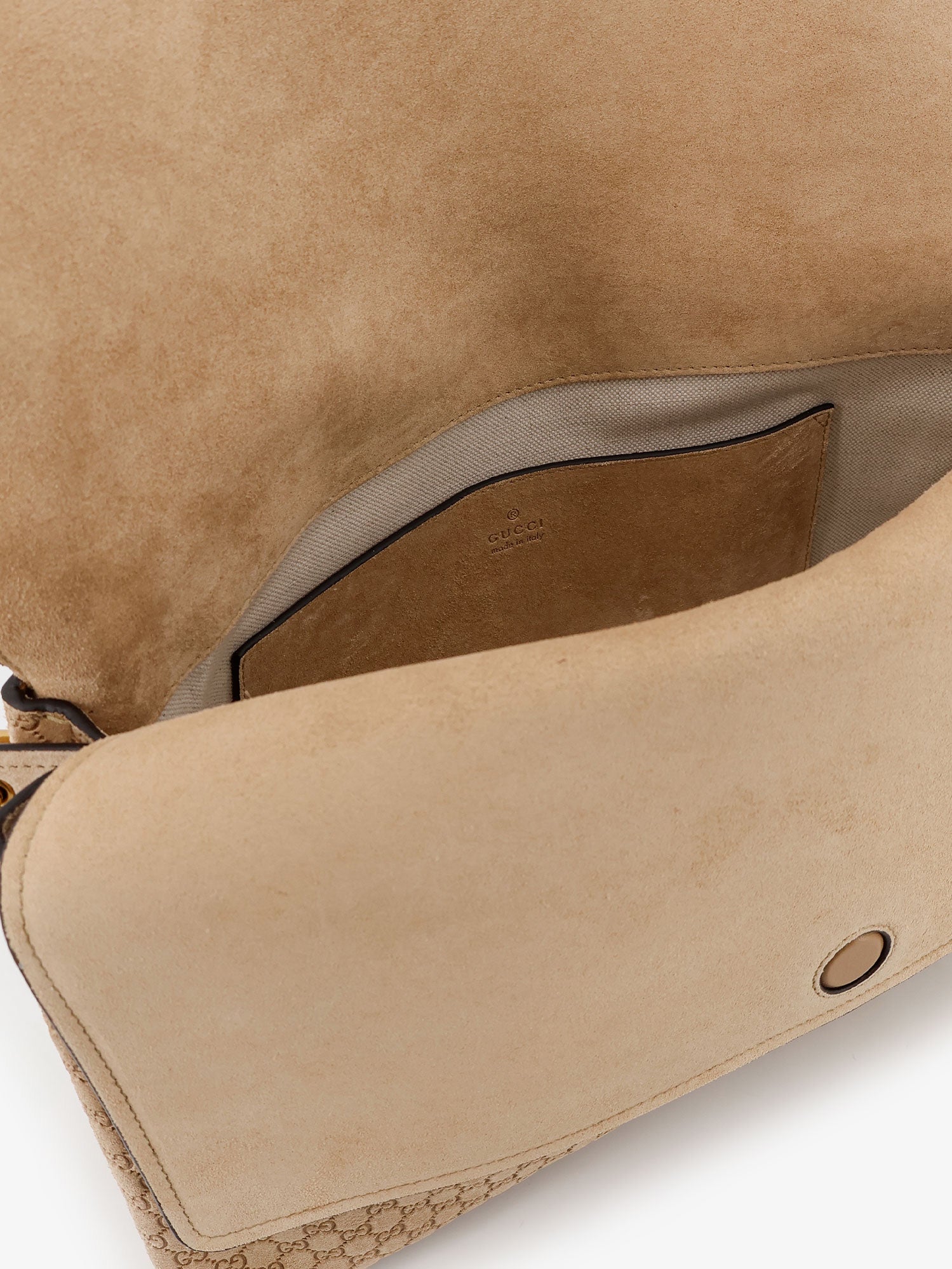 Gucci Suede And Gg Canvas Shoulder Bag